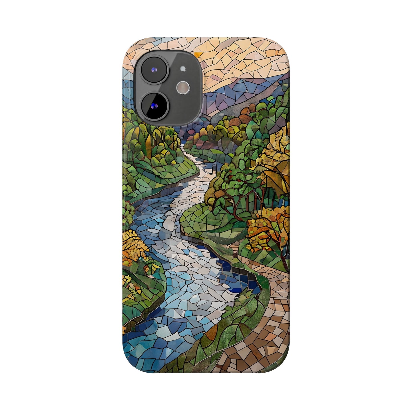 Cuyahoga Valley Mosaic Slim Phone Case, Midwest Forest Art, Scenic Nature Aesthetic, Unique Gift for Nature Lovers