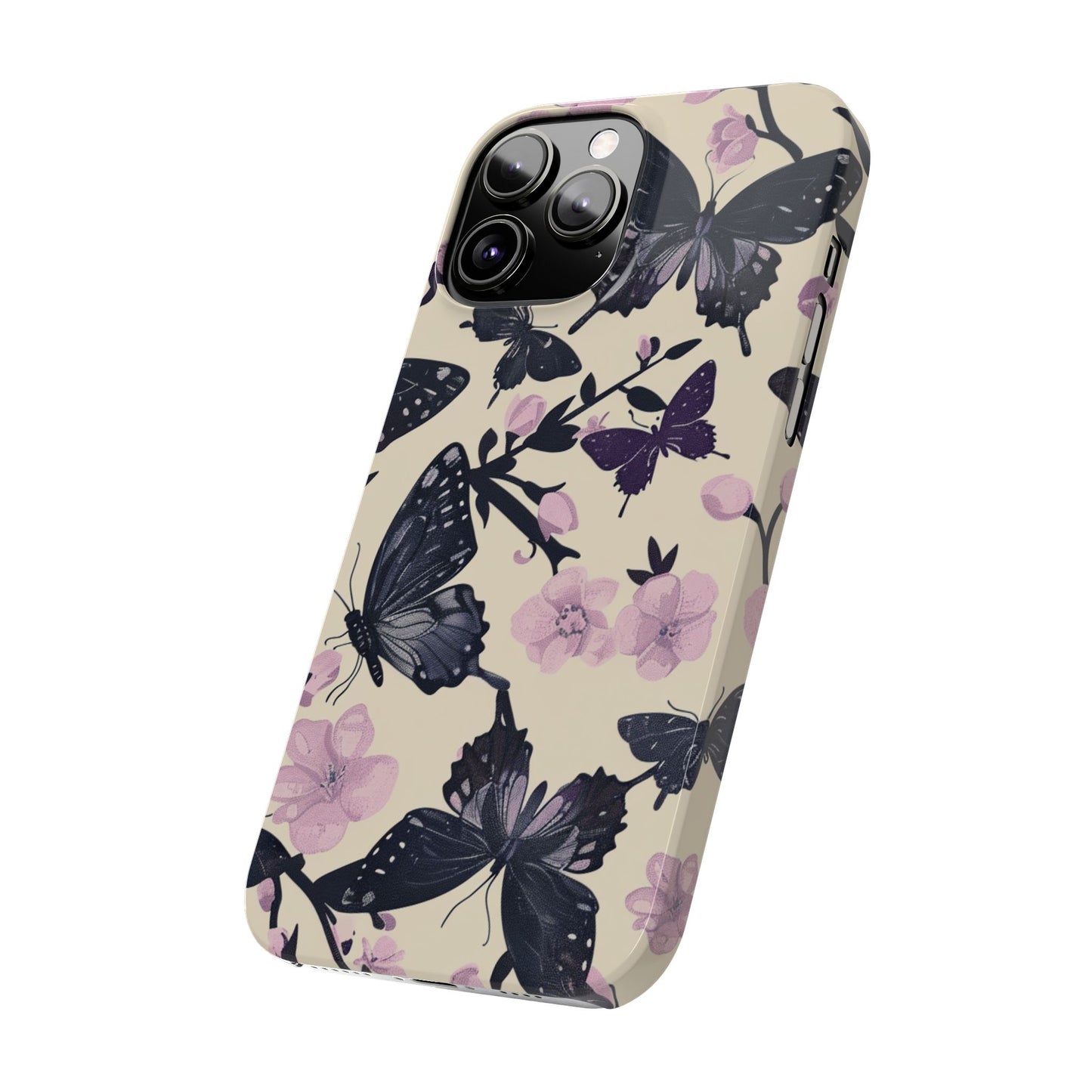 Butterfly Floral Slim Phone Cases, Elegant Butterfly Design, Nature Lover Gift, Phone Accessory, Stylish Cases for Women