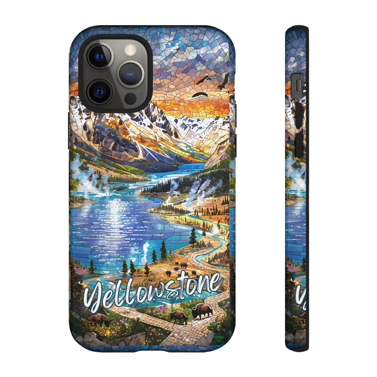 Yellowstone  National Park Phone Case, Mosaic Phone Case, Yellowstone National Park Gift, Scenic Mountains Phone Cover, Landscape Aesthetic