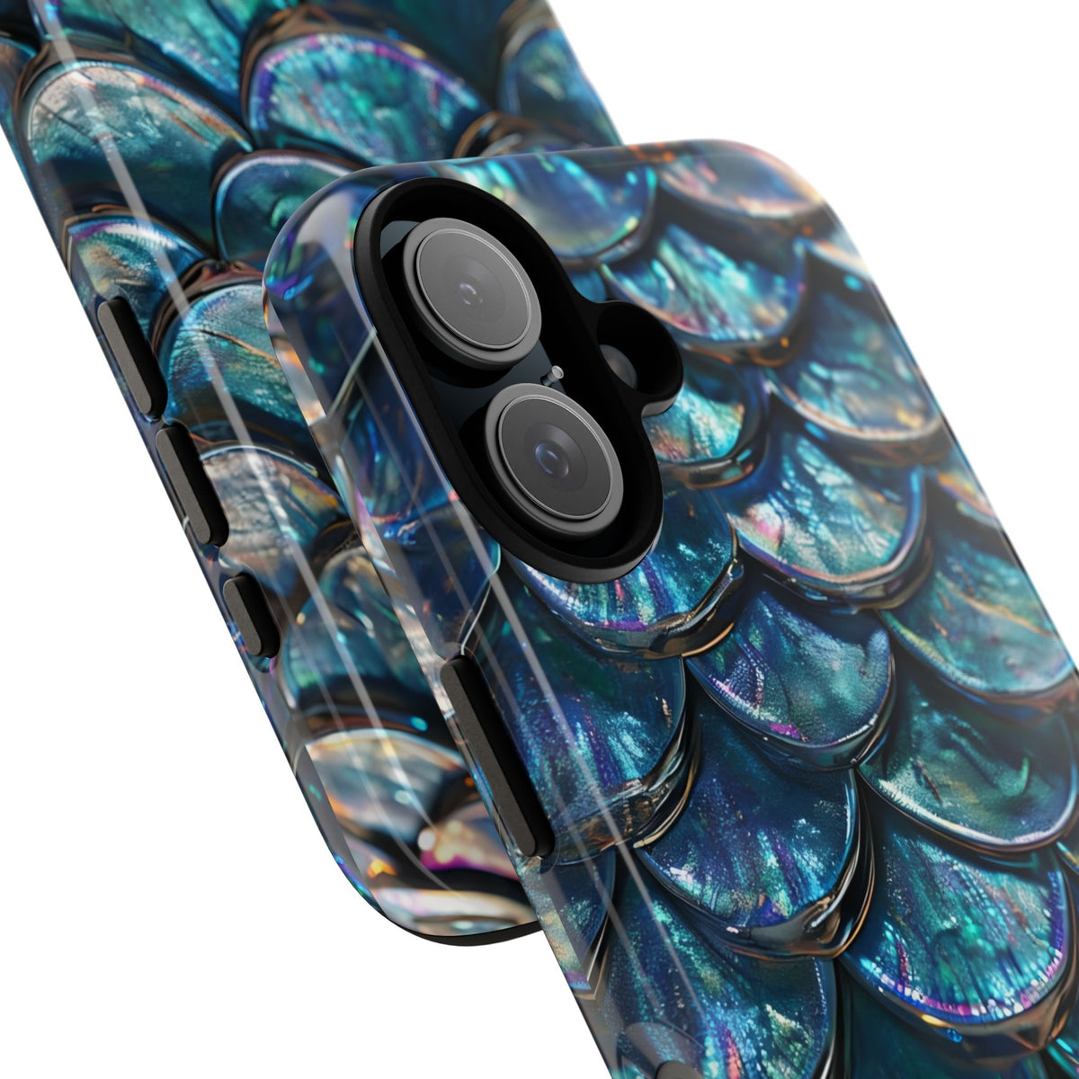 Mermaid Scale Tough Phone Case, Holographic Ocean Aesthetic, Compatible with iPhone 17 16 15 14 13, Galaxy, Google