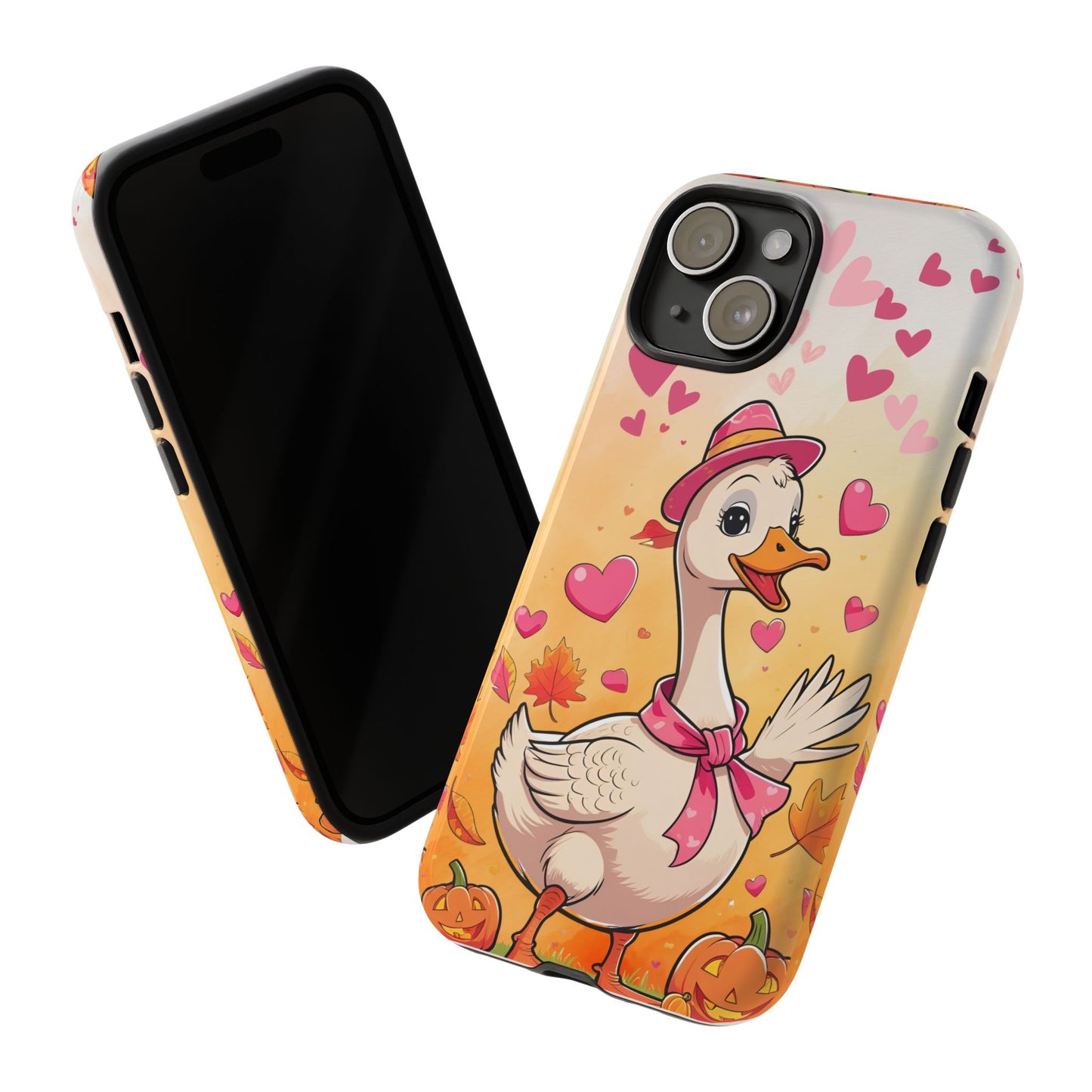 Summerween Silly Goose Phone Case, Coquette Halloween Phone Cover, Cozy Cute Halloween Aesthetic Case, Pink Hearts Fall Glam Girl Accessory