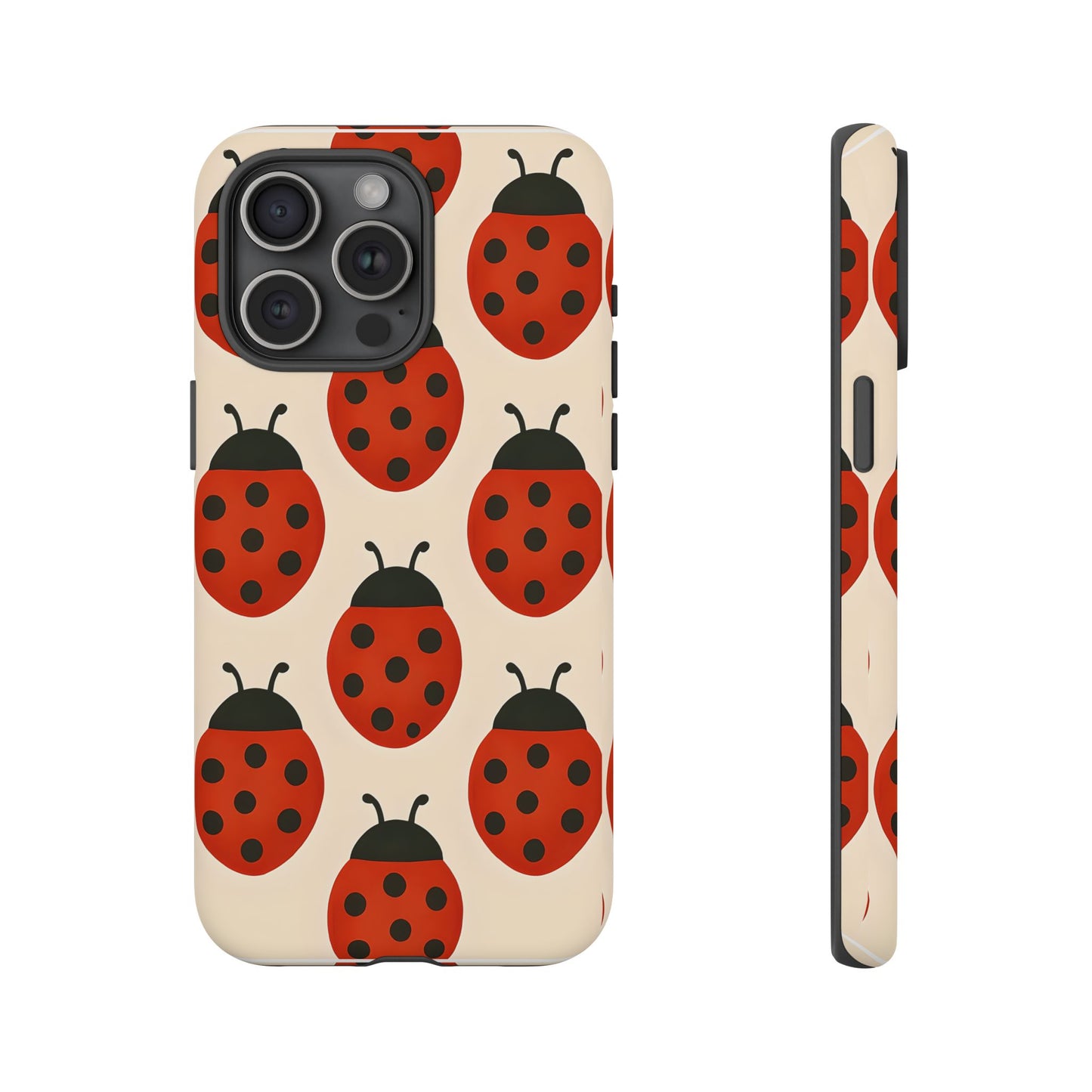 Cute Ladybug Tough Phone Case - Red and Black Insect Pattern, Nature-Inspired Design, Compatible with iPhone, Galaxy, and Google Phones