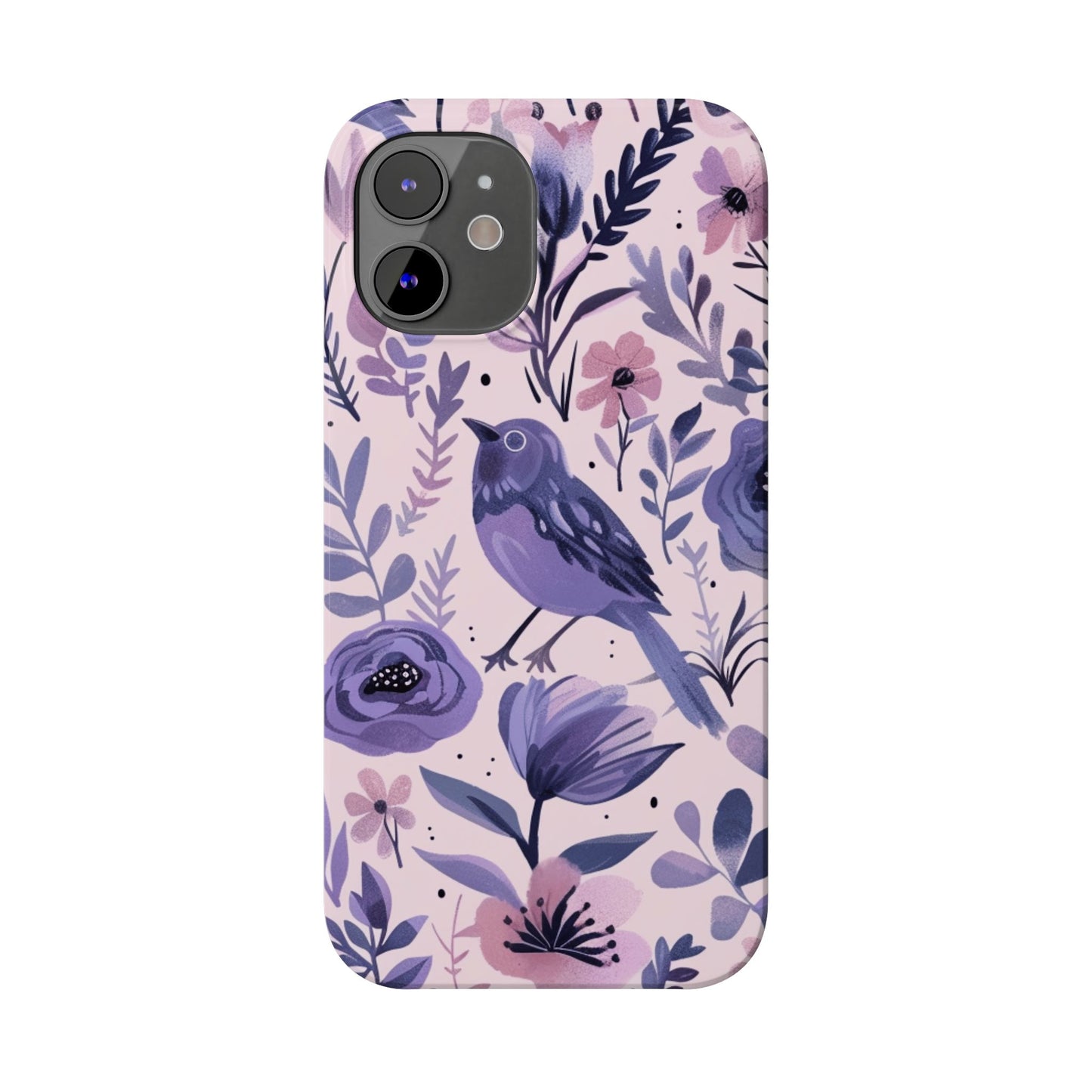 Floral Bird Slim Phone Case, Elegant Phone Cover, Cute Gift for Bird Lovers, Spring Vibes, Nature-Inspired