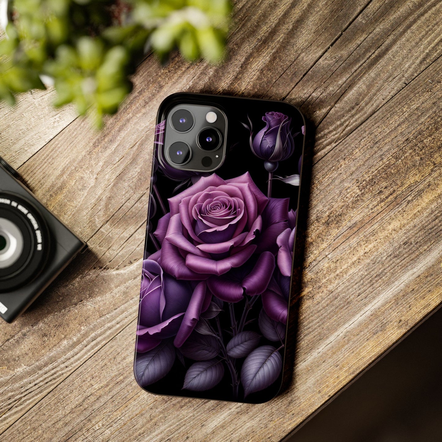 Purple Rose Slim Phone Cases, Floral Phone Cover, Elegant Smartphone Case, Gift for Her, Mother's Day Accessories