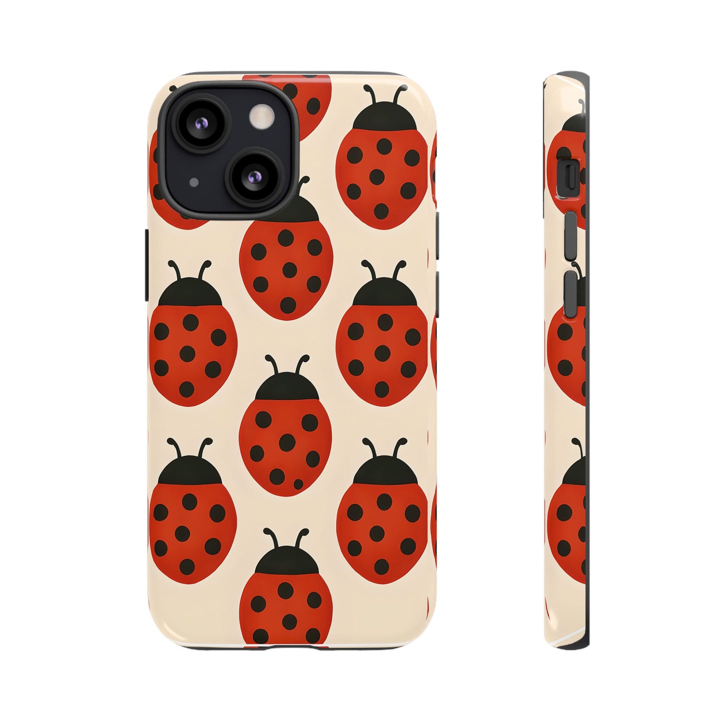 Cute Ladybug Tough Phone Case - Red and Black Insect Pattern, Nature-Inspired Design, Compatible with iPhone, Galaxy, and Google Phones