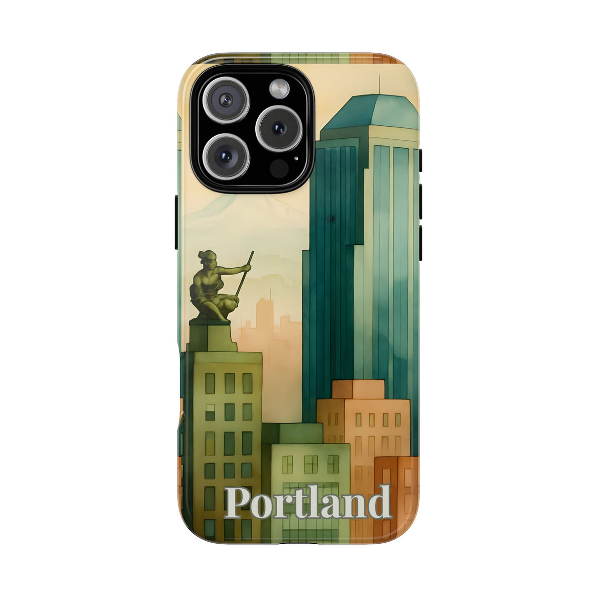 Portland Cityscape Phone Case • Urban Skyline Art Tough Case • Watercolor City Aesthetic • Gift for Travelers • Compatible with iPhone, Galaxy, Google