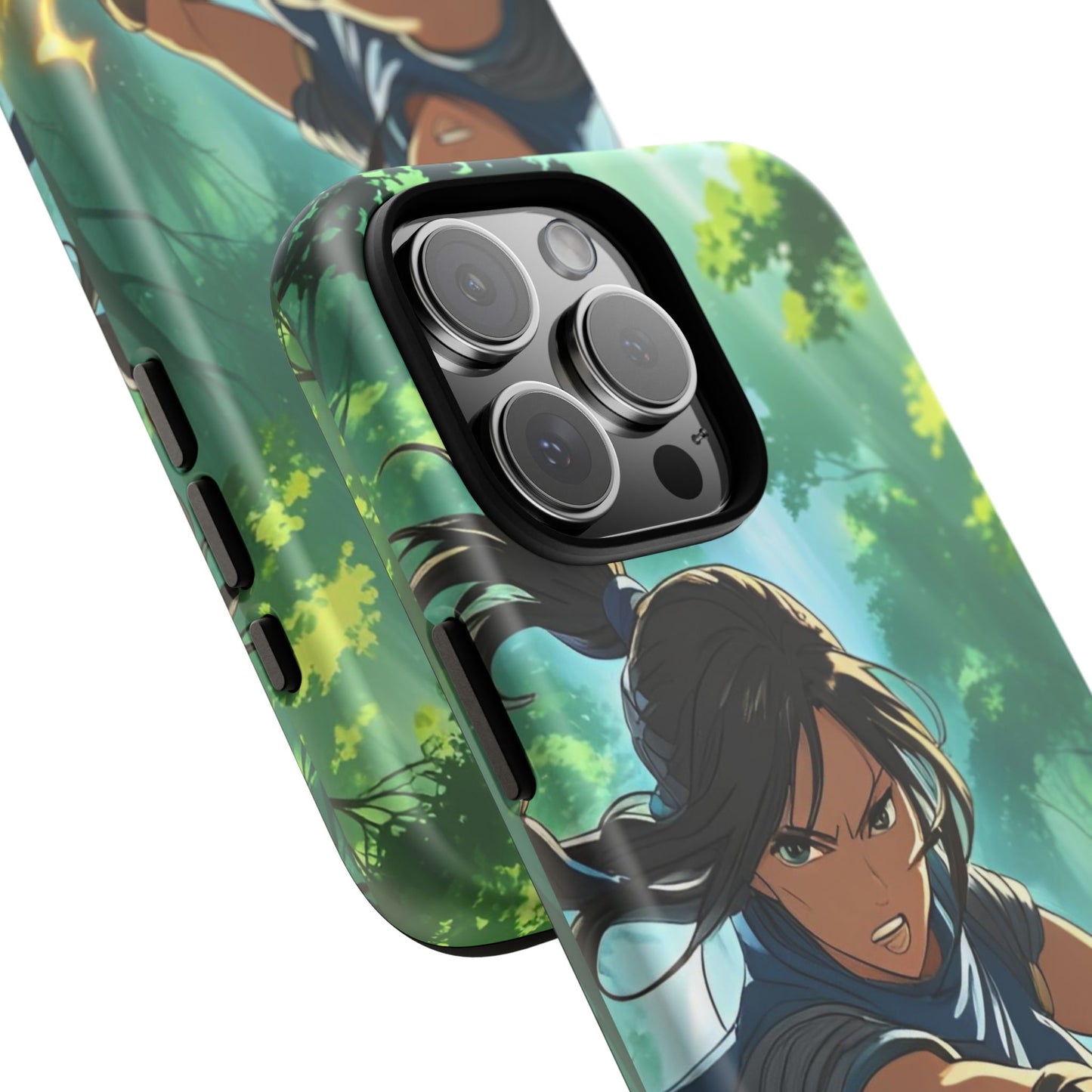 Anime Warrior Girl Tough Phone Case - Japanese Action Aesthetic, Fierce Heroine Design, Compatible with iPhone, Galaxy, and Google Phones