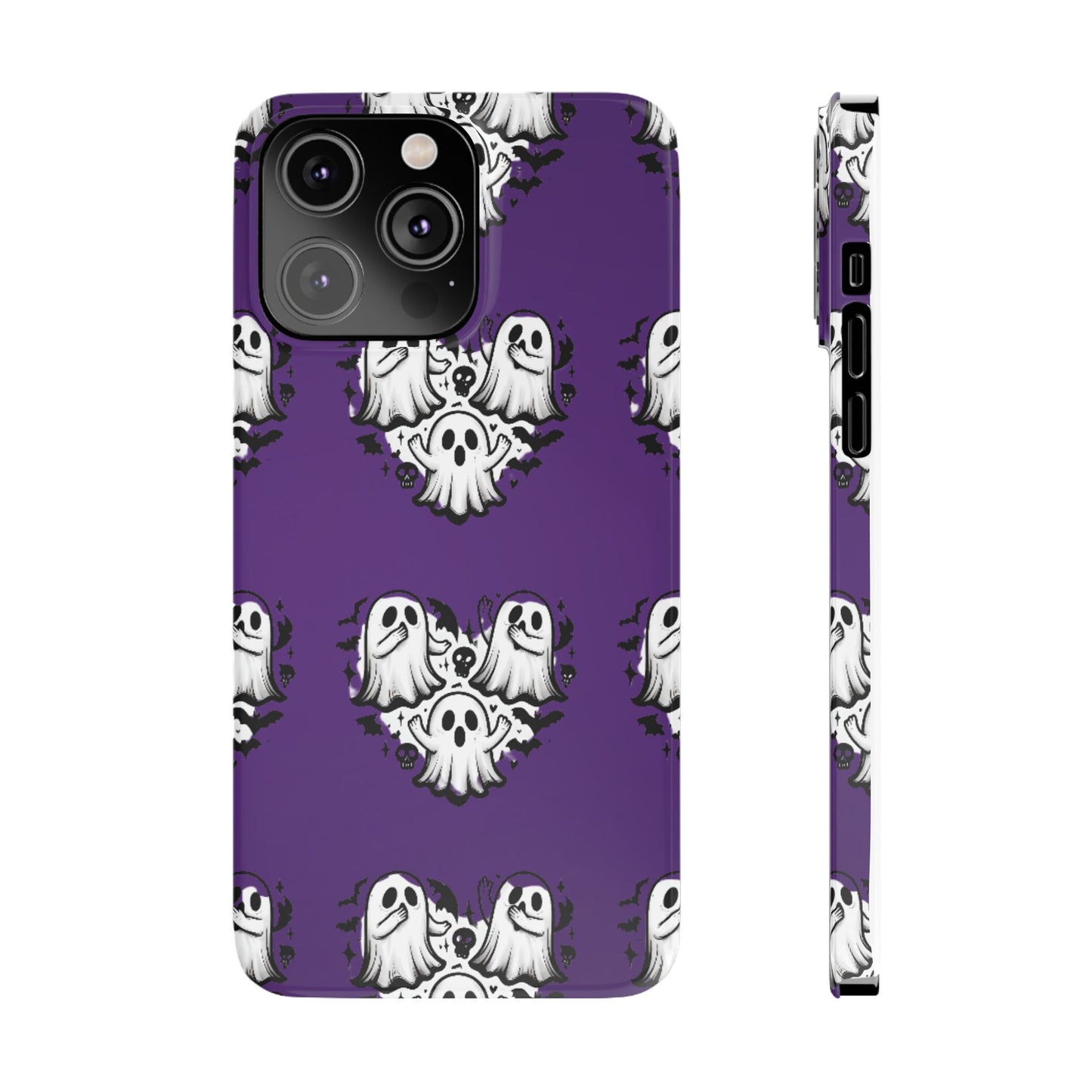 Cute Ghost Heart Slim Phone Case, Creepy Cute Spooky Heart Print, Goth Coquette Aesthetic Spooky Accessories, Halloween Gift Case