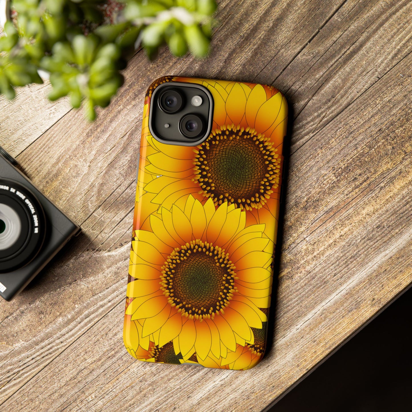 Sunflower Aesthetic Tough Phone Case - Bright Floral Art, Bold Yellow Sunflower Design, Compatible with iPhone, Galaxy, and Google Phones