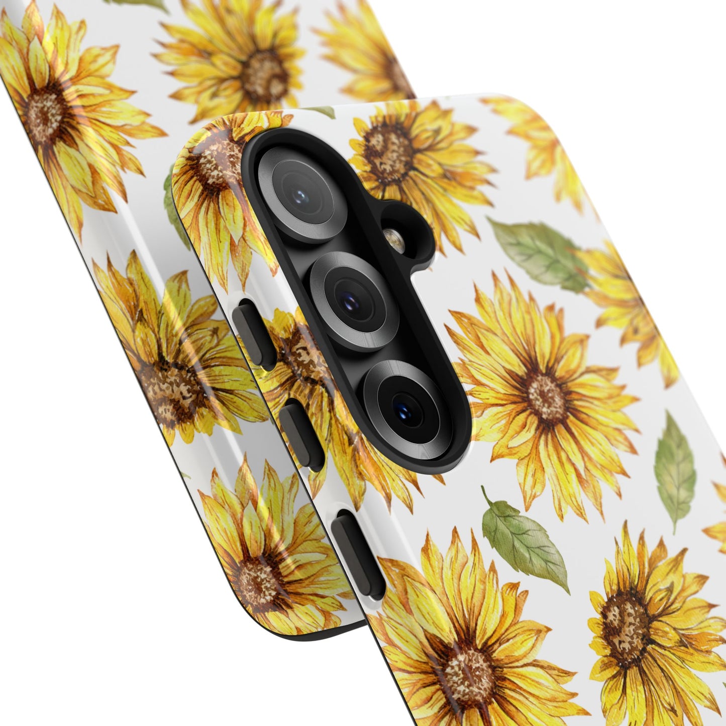Sunflower Floral Tough Phone Case - Watercolor Botanical Print, Bright Nature Aesthetic, Compatible with iPhone, Galaxy, and Google Phones