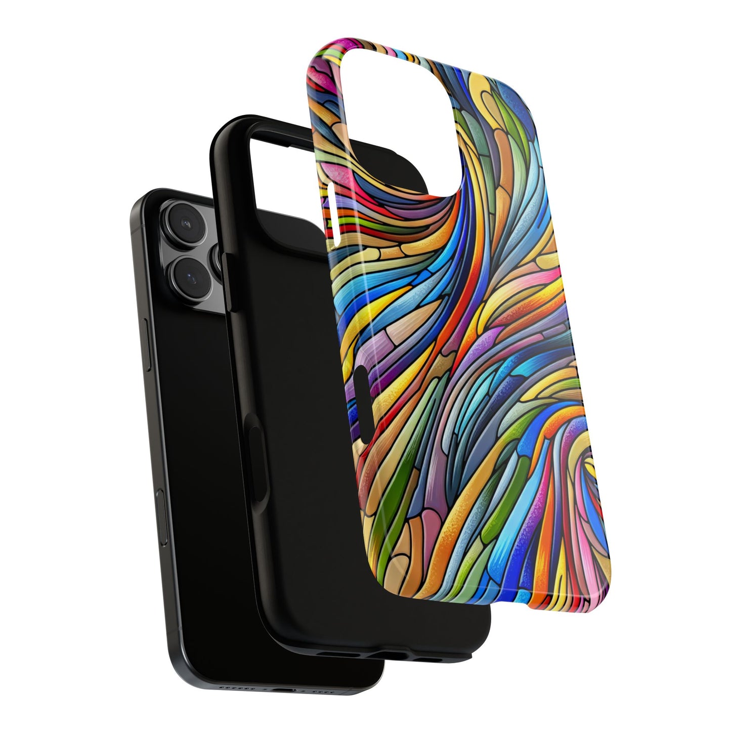Boho Rainbow Swirl Stained Glass Phone Case Colorful Abstract Design Protective Cover Compatible with Compatible with iPhone, Samsung, Pixel