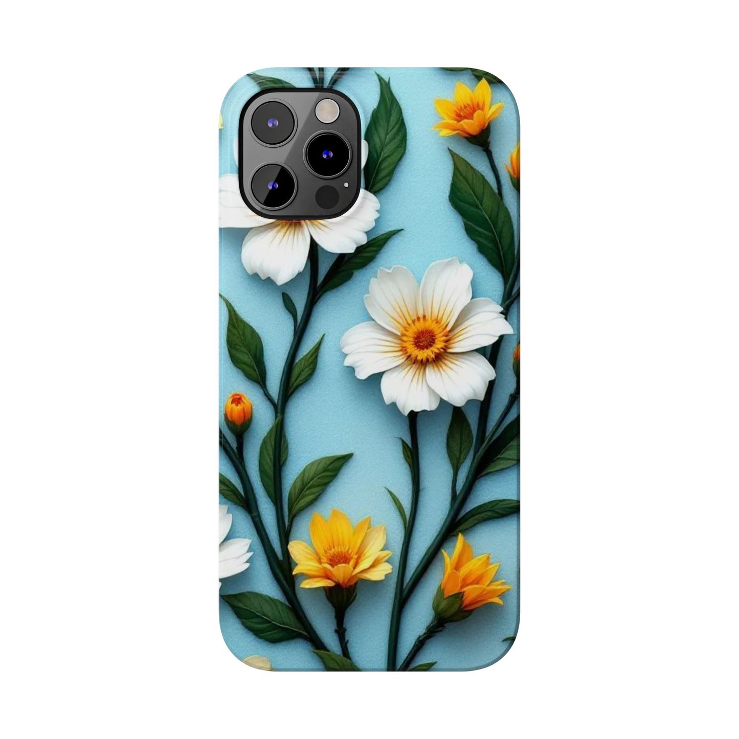 Floral Slim Phone Case - Colorful Flower Design, Elegant Phone Cover, Spring Accessories, Gift Idea for Her, Trendy Cell Phone Case