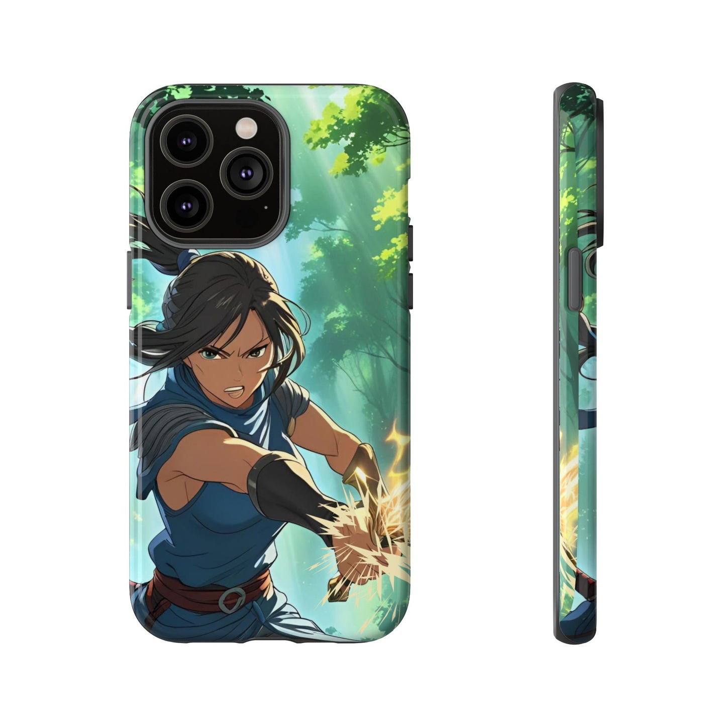 Anime Warrior Girl Tough Phone Case - Japanese Action Aesthetic, Fierce Heroine Design, Compatible with iPhone, Galaxy, and Google Phones