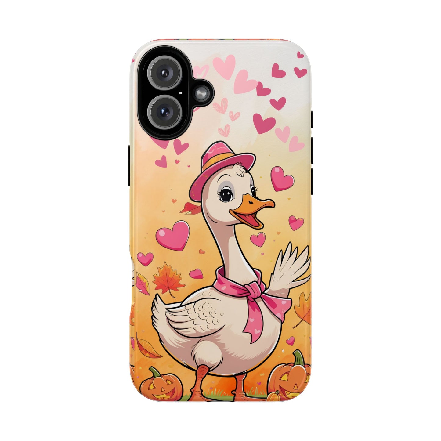 Summerween Silly Goose Phone Case, Coquette Halloween Phone Cover, Cozy Cute Halloween Aesthetic Case, Pink Hearts Fall Glam Girl Accessory