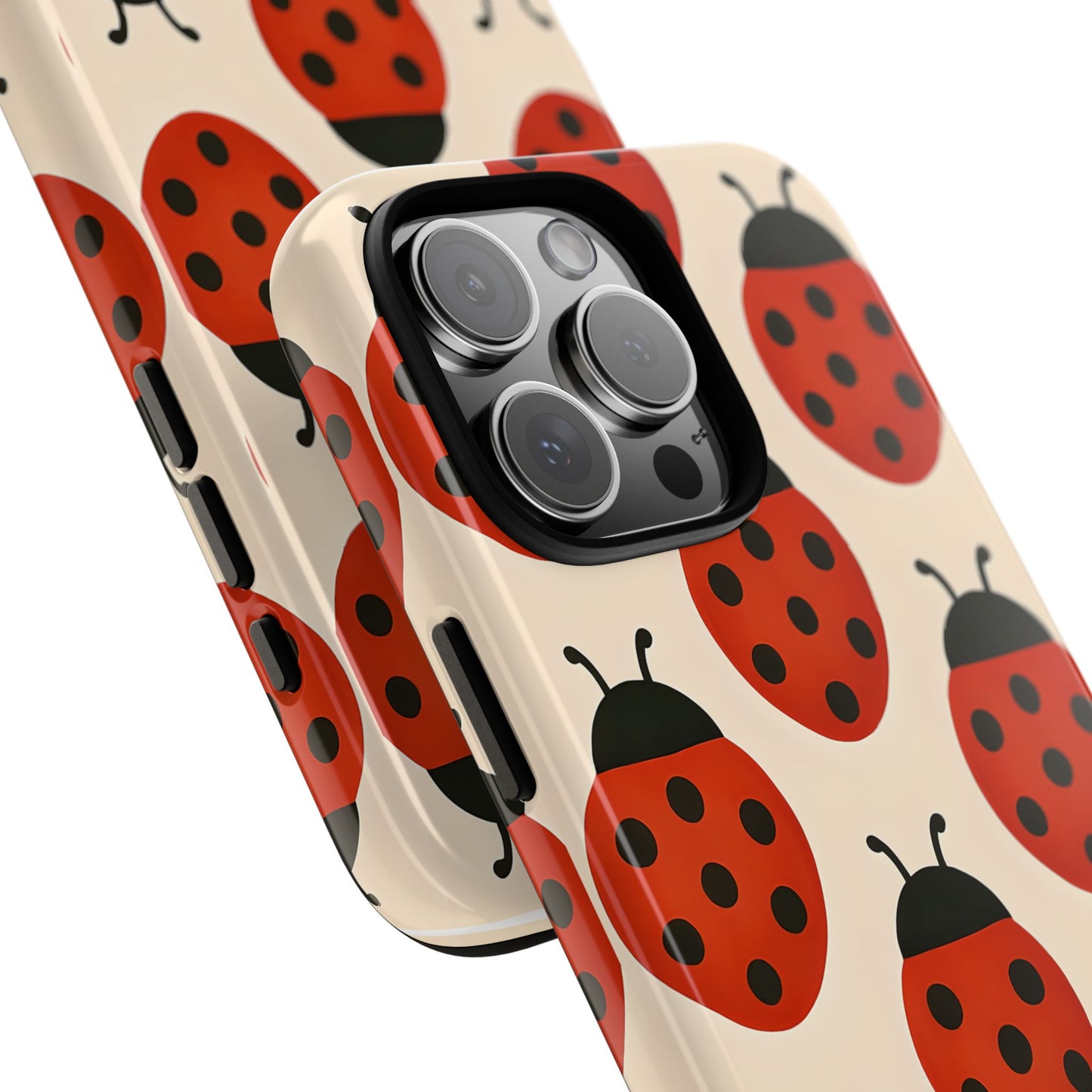 Cute Ladybug Tough Phone Case - Red and Black Insect Pattern, Nature-Inspired Design, Compatible with iPhone, Galaxy, and Google Phones