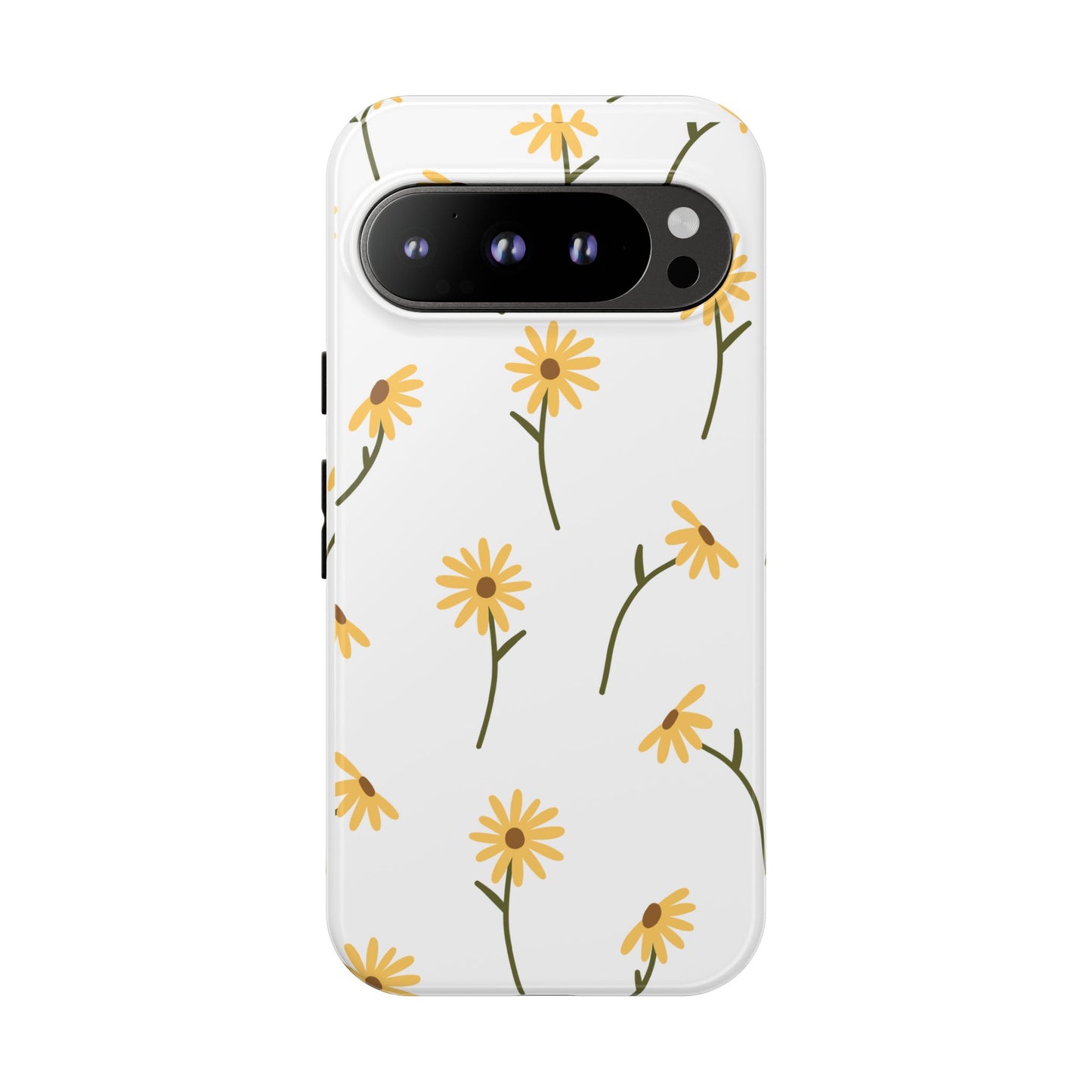 Sunflower Floral Tough Phone Case - Minimal Daisy-Inspired Print, Simple Botanical Aesthetic, Compatible with iPhone, Galaxy, and Google