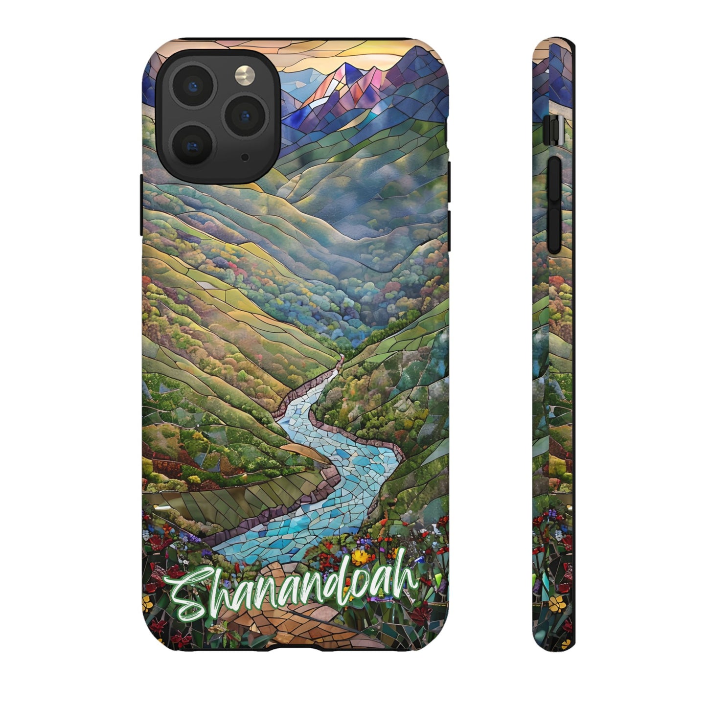 Shenandoah Mosaic Tough Phone Case - Blue Ridge Mountain Art, Scenic Forest Aesthetic, Compatible with iPhone, Galaxy, and Google Phones