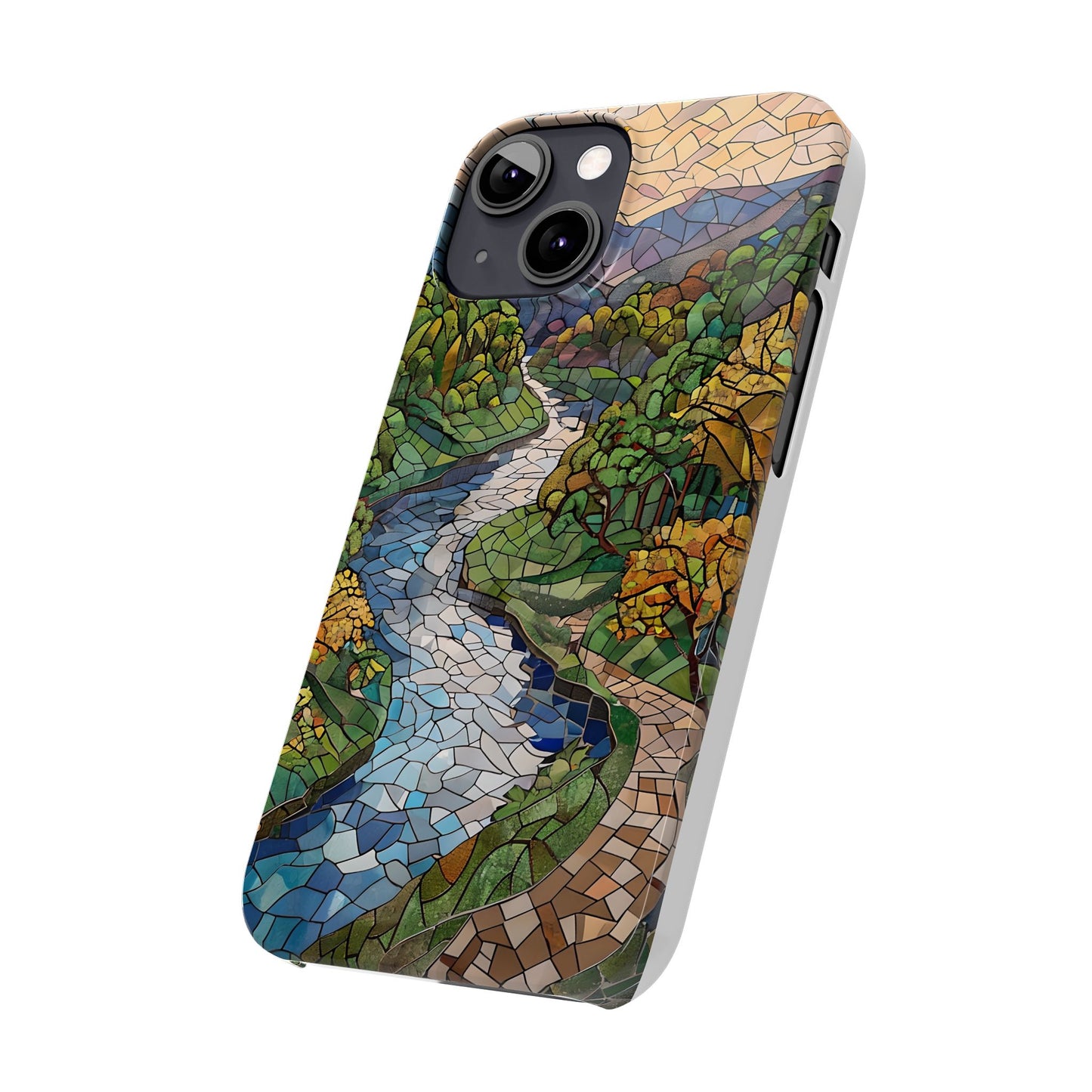 Cuyahoga Valley Mosaic Slim Phone Case, Midwest Forest Art, Scenic Nature Aesthetic, Unique Gift for Nature Lovers