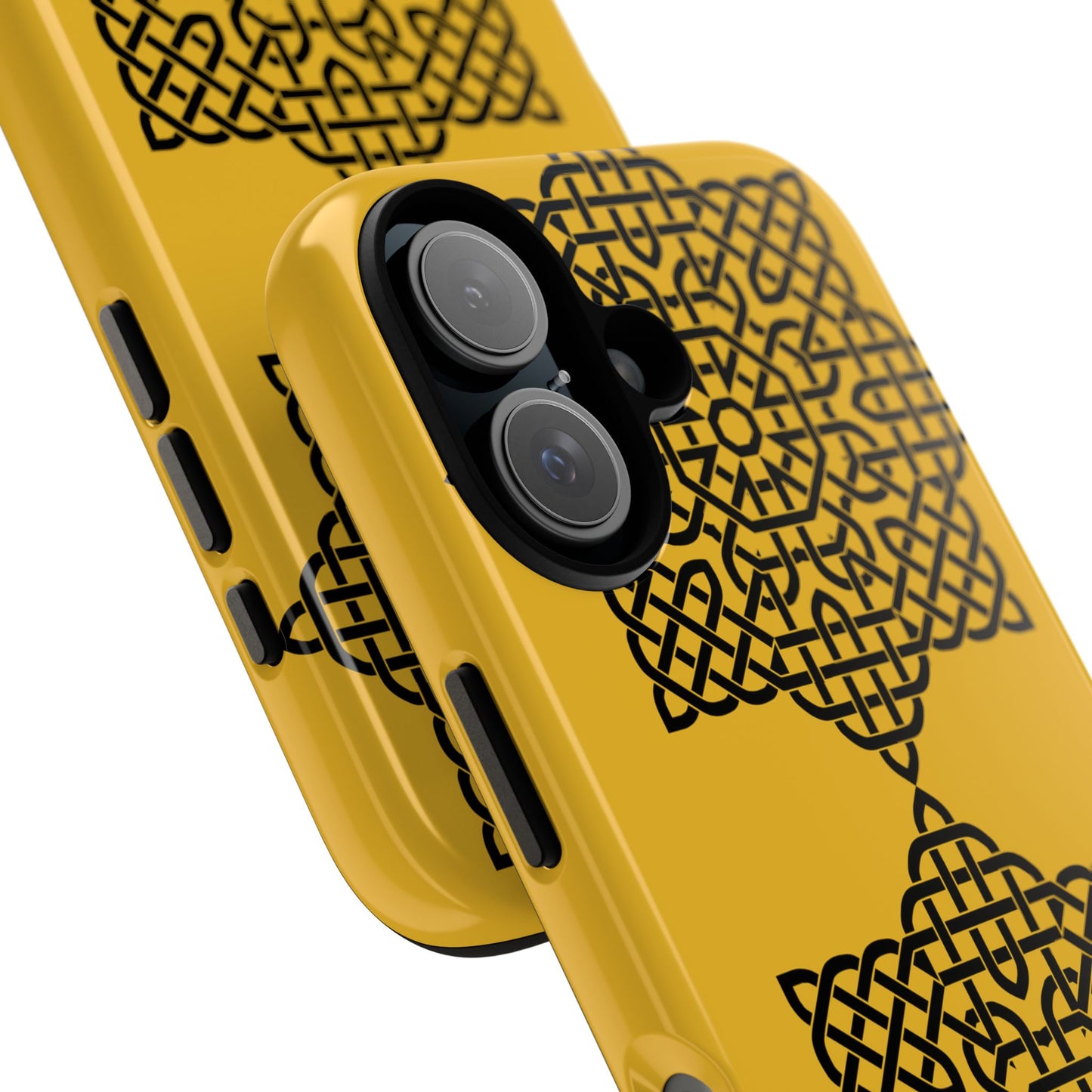 Tough Case Celtic Knot Gold and Black Pattern Phone Cover Compatible with iPhone 17, 16, 15, 14, 13, Galaxy, Google, Irish Heritage Design