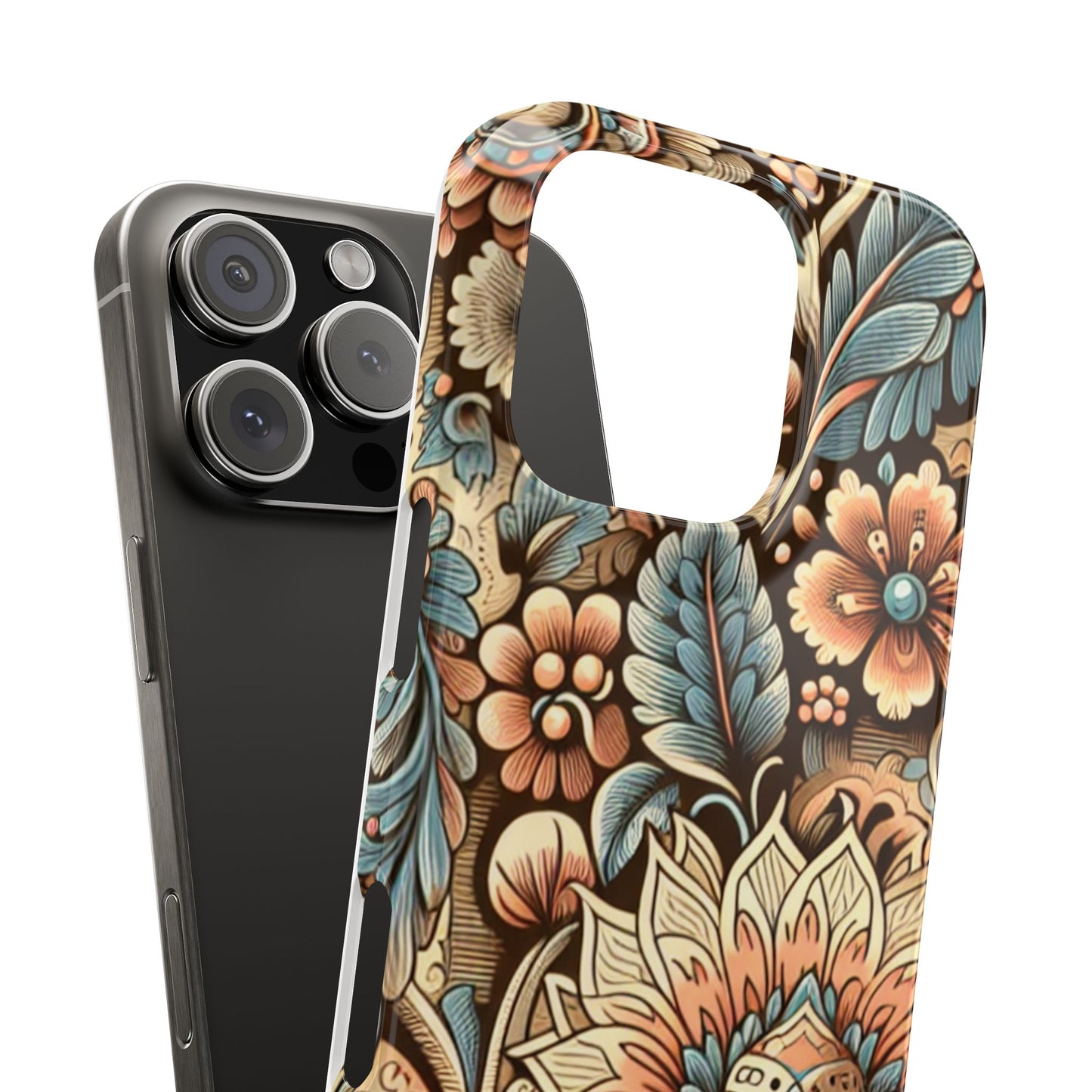 Floral Slim Phone Case, Boho Chic Phone Cover, Stylish Gift for Her, Spring and Summer Accessory, Trendy Phone Protector