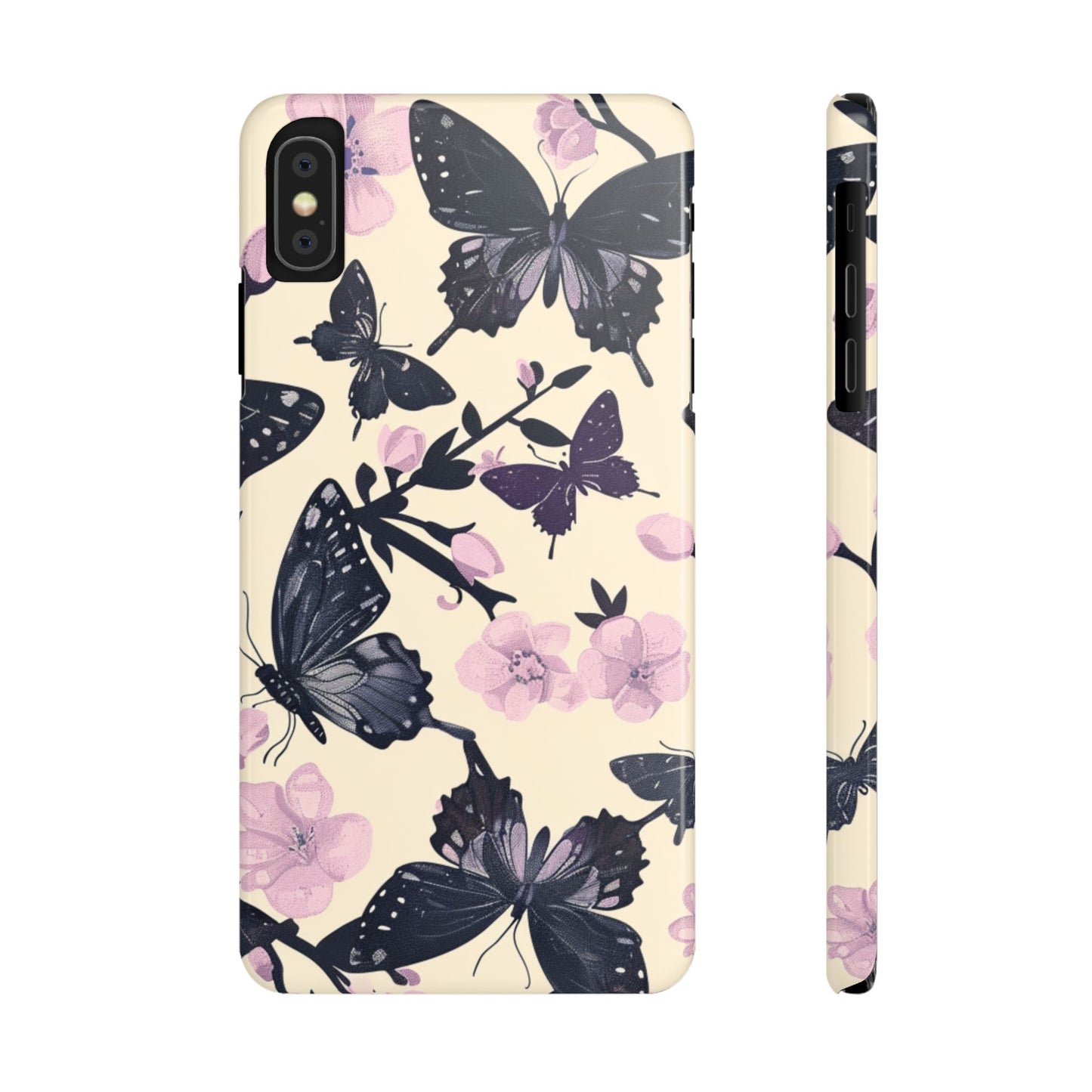 Butterfly Floral Slim Phone Cases, Elegant Butterfly Design, Nature Lover Gift, Phone Accessory, Stylish Cases for Women