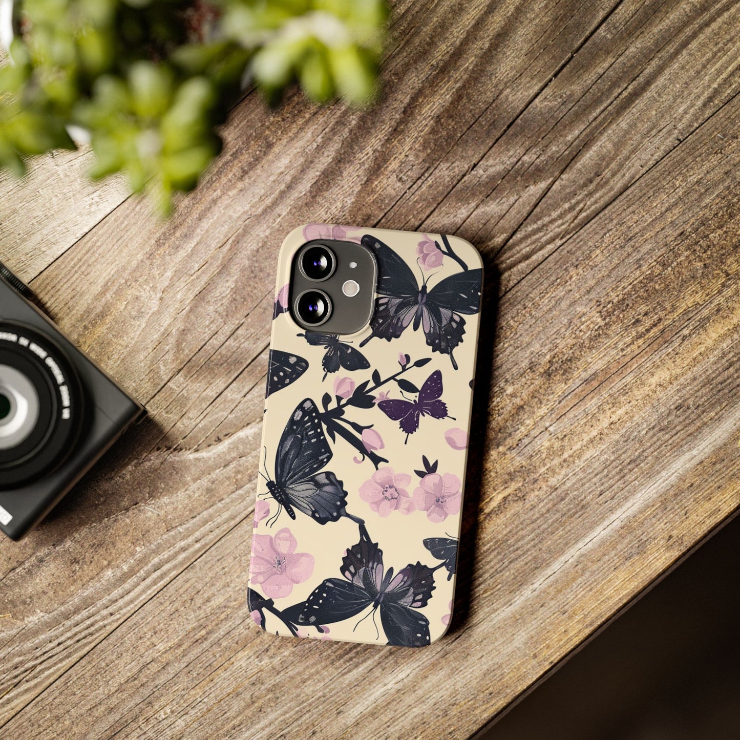 Butterfly Floral Slim Phone Cases, Elegant Butterfly Design, Nature Lover Gift, Phone Accessory, Stylish Cases for Women