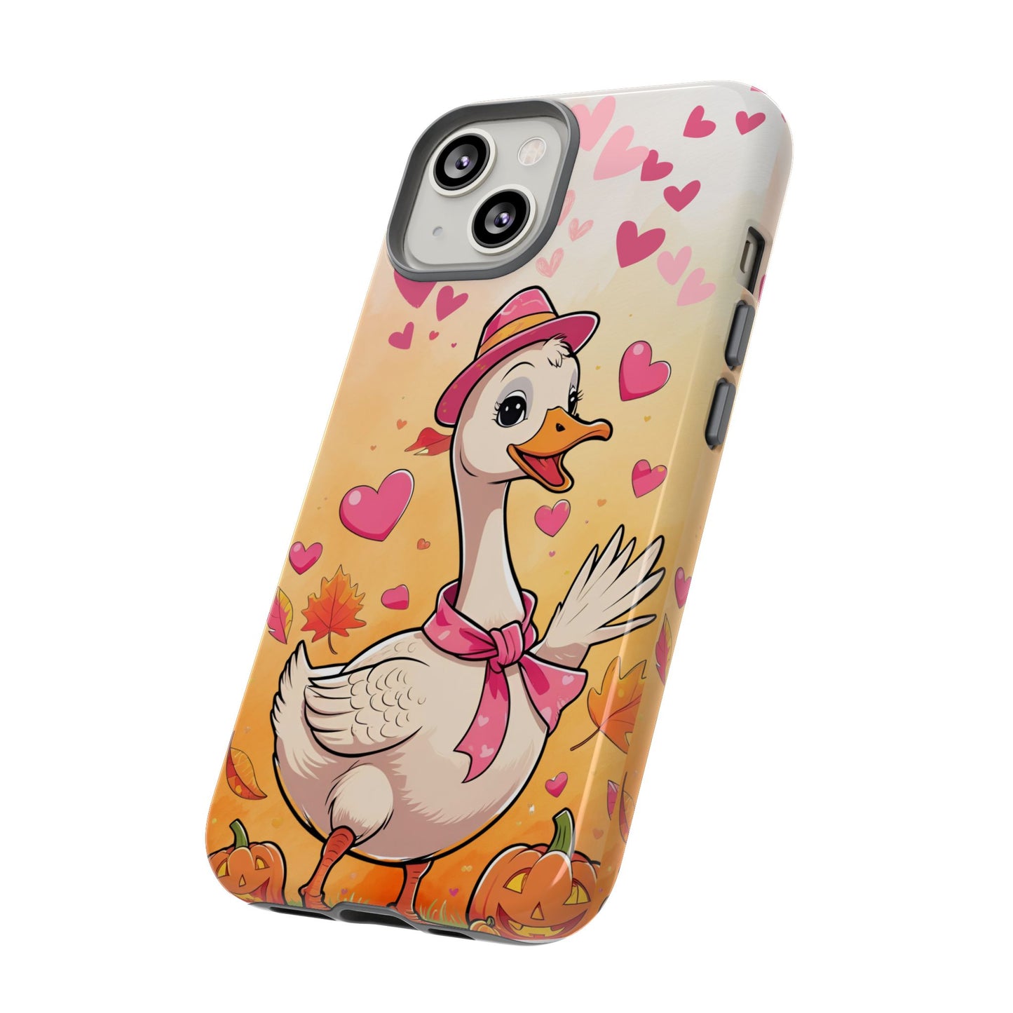 Summerween Silly Goose Phone Case, Coquette Halloween Phone Cover, Cozy Cute Halloween Aesthetic Case, Pink Hearts Fall Glam Girl Accessory