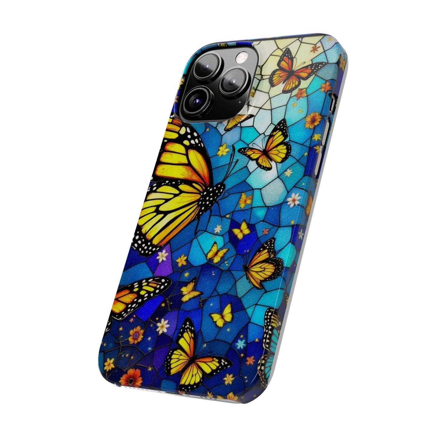 Butterfly Garden Slim Phone Case - Colorful Floral Design, Gift for Nature Lovers, Birthday Surprise, Eco-Friendly, Summer Vibes