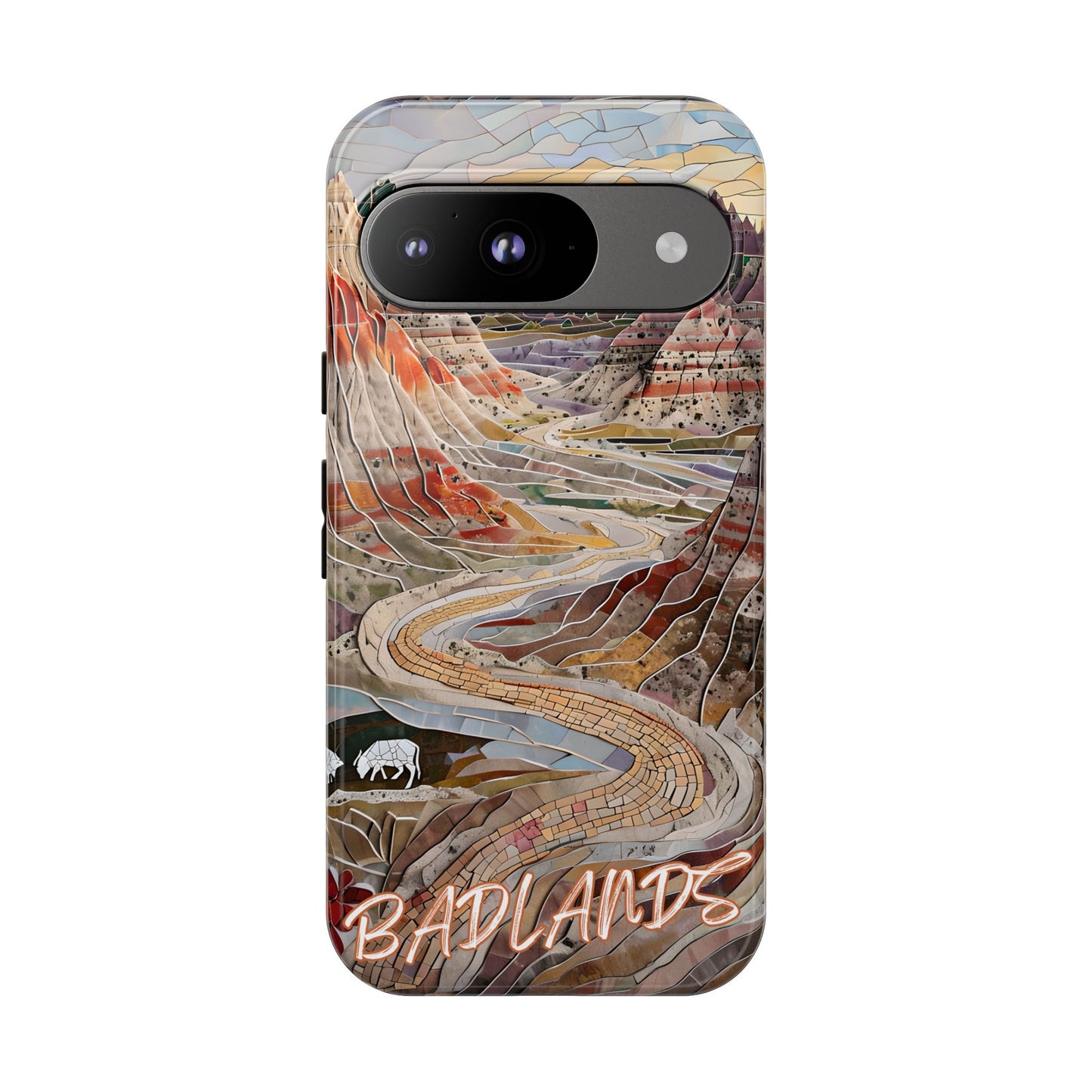 Badlands Mosaic Tough Phone Case - Rugged Rock Formations, Prairie Landscape Aesthetic, Compatible with iPhone, Galaxy, and Google Phones