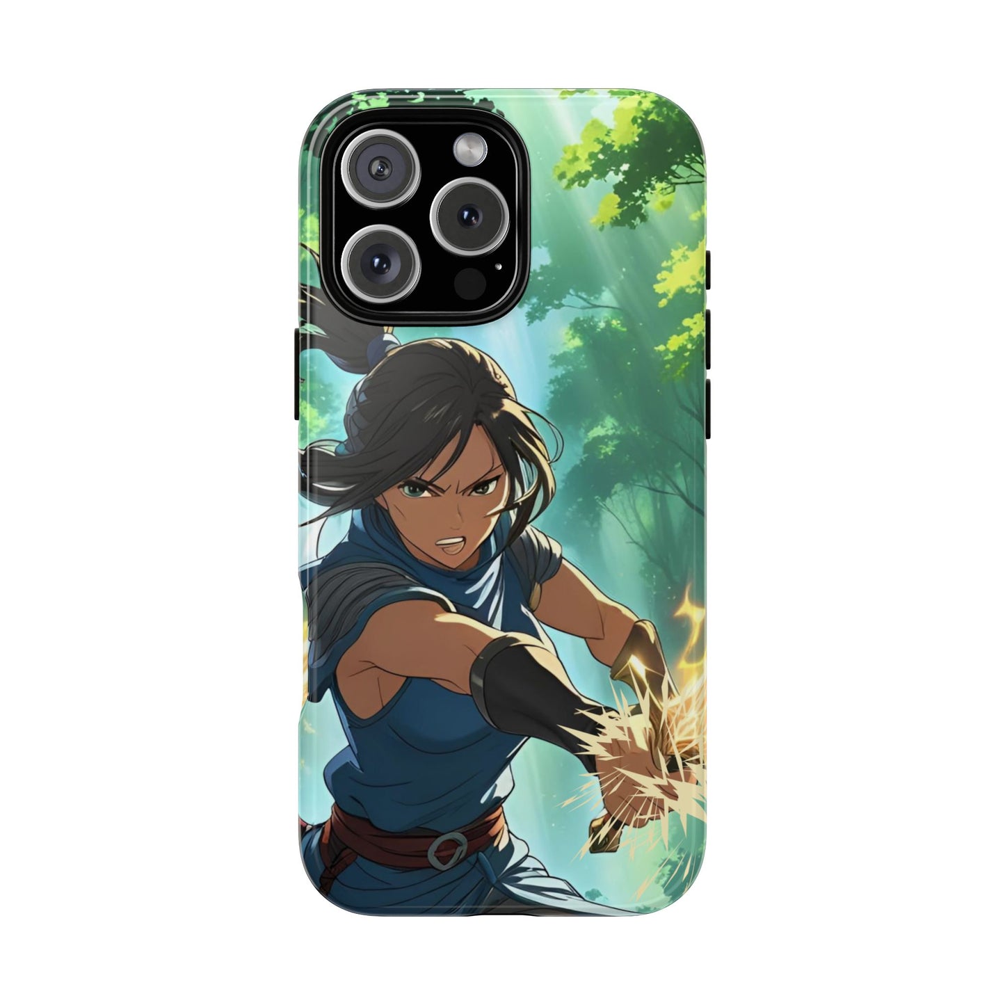 Anime Warrior Girl Tough Phone Case - Japanese Action Aesthetic, Fierce Heroine Design, Compatible with iPhone, Galaxy, and Google Phones