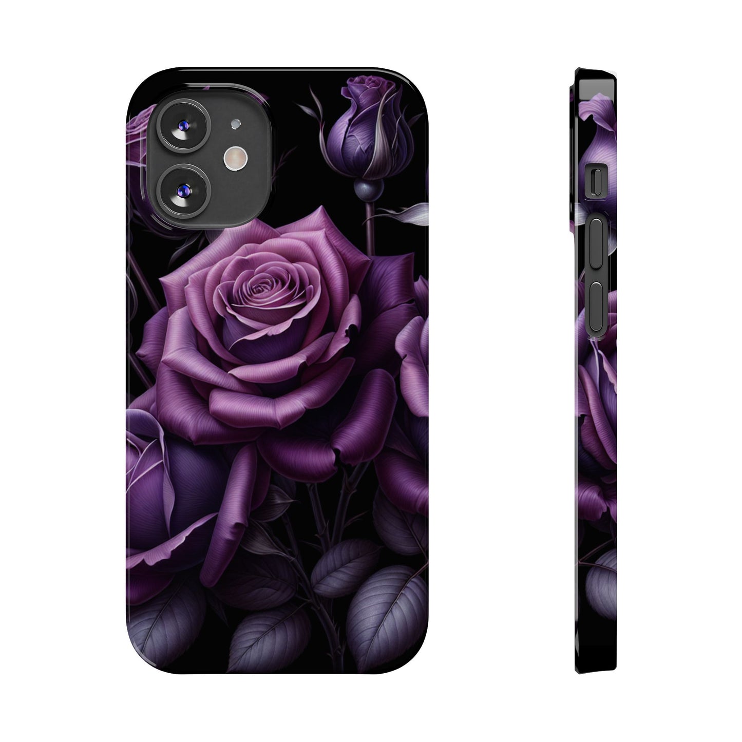 Purple Rose Slim Phone Cases, Floral Phone Cover, Elegant Smartphone Case, Gift for Her, Mother's Day Accessories