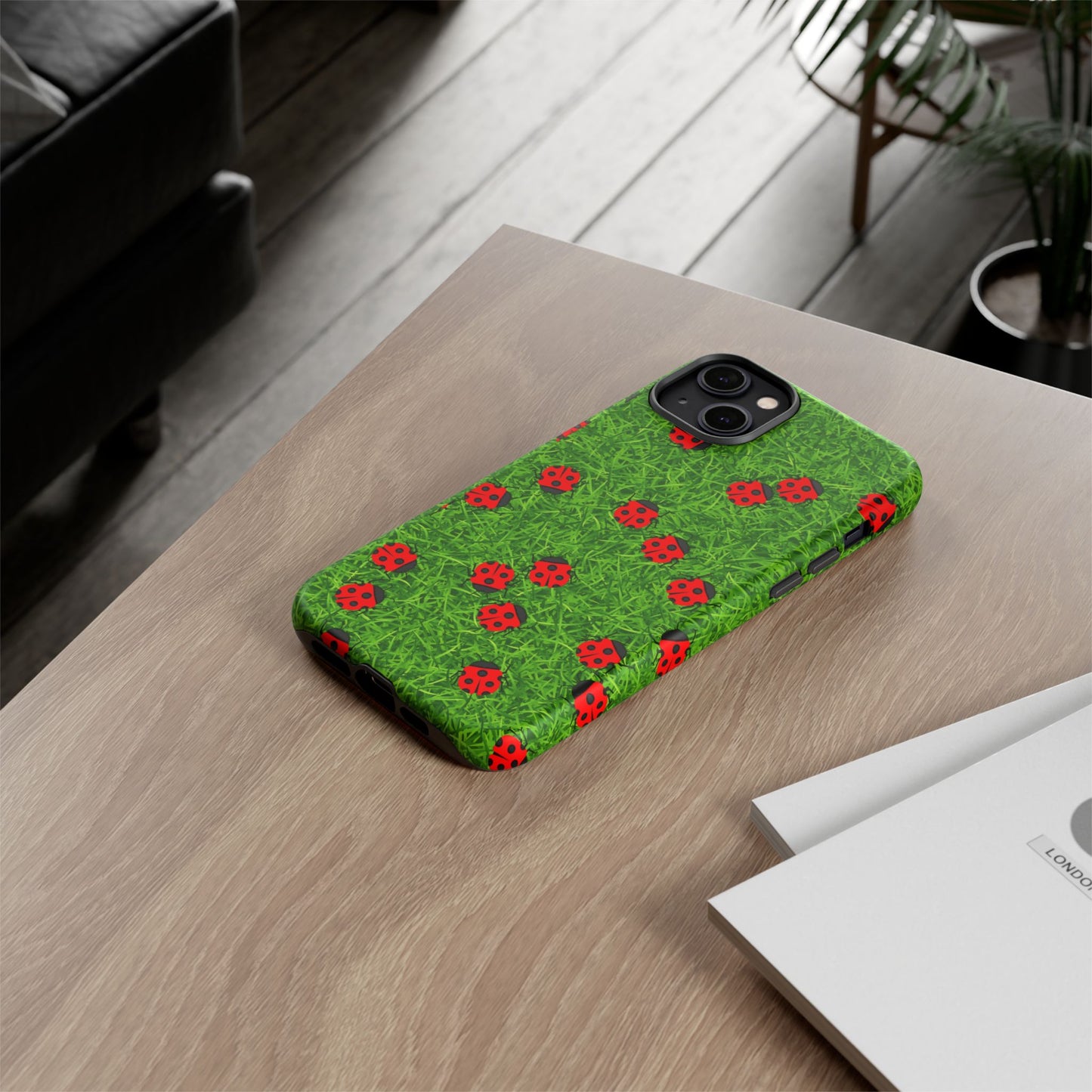 Ladybug Tough Phone Case - Cute Insect Aesthetic, Nature Pattern Art Design, Compatible with iPhone, Galaxy, and Google Phones