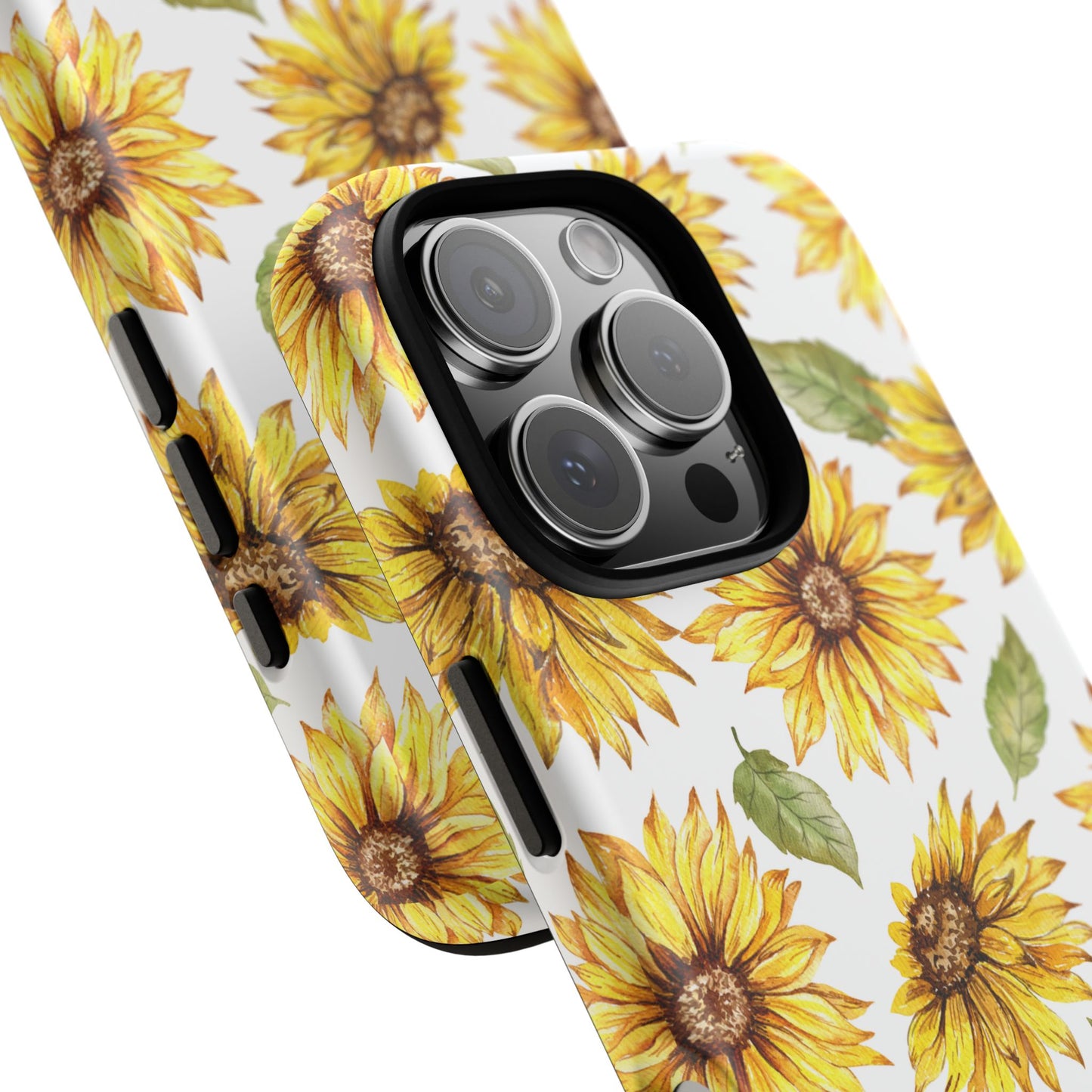 Sunflower Floral Tough Phone Case - Watercolor Botanical Print, Bright Nature Aesthetic, Compatible with iPhone, Galaxy, and Google Phones