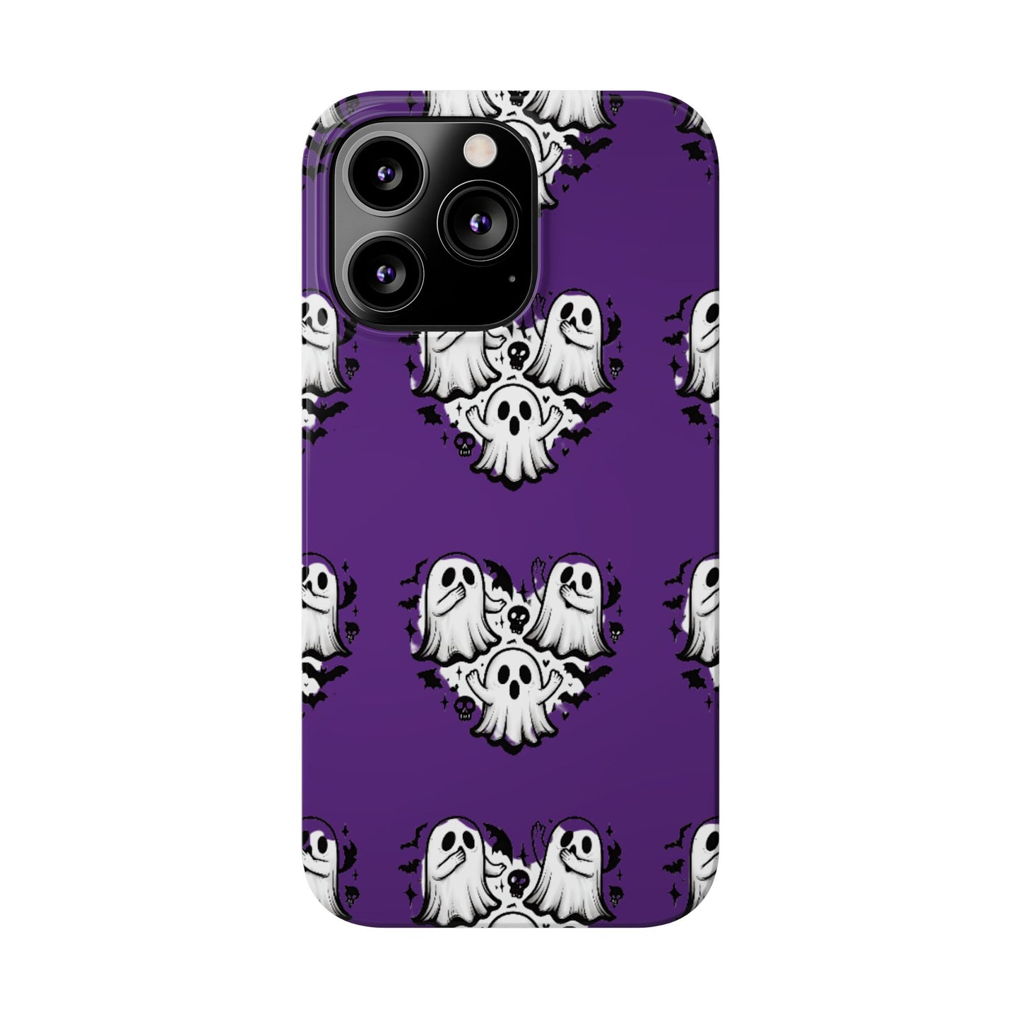 Cute Ghost Heart Slim Phone Case, Creepy Cute Spooky Heart Print, Goth Coquette Aesthetic Spooky Accessories, Halloween Gift Case