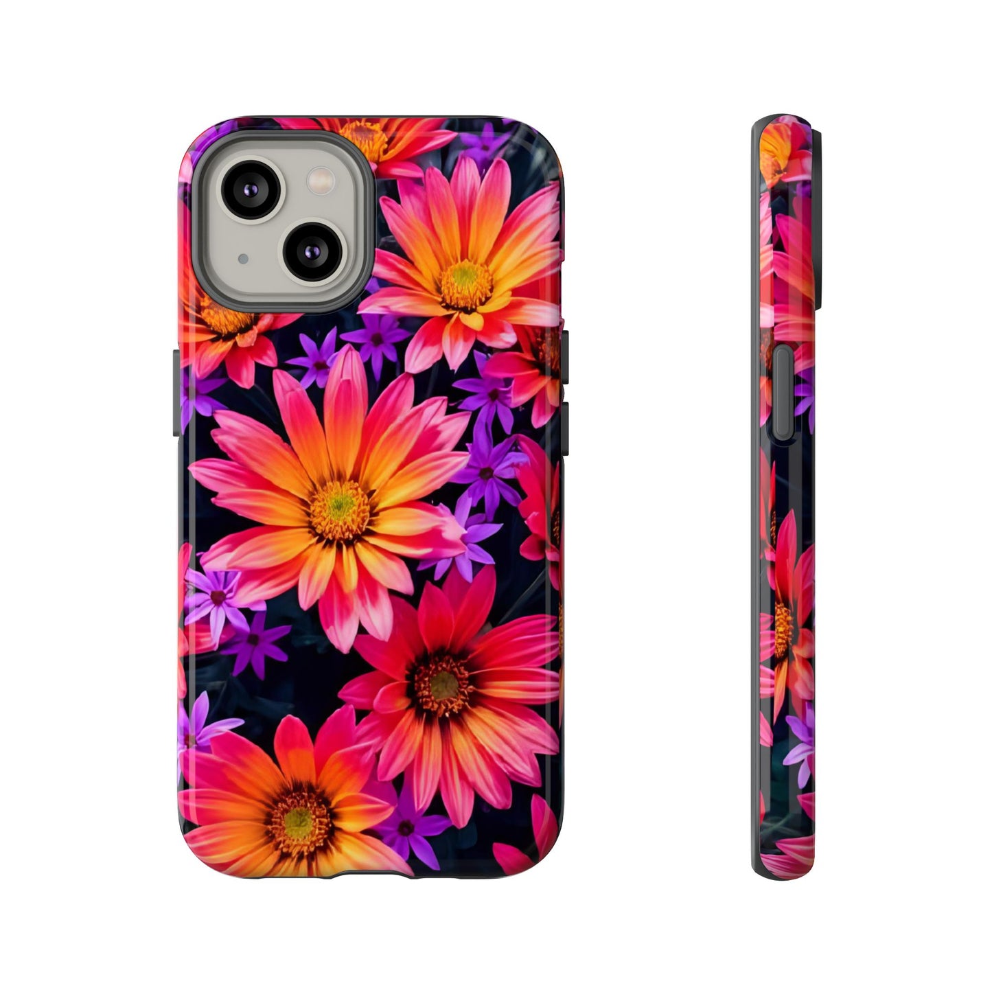 Bold Garden Flower Tough Phone Case - Colorful Floral Print, Bright Botanical Aesthetic, Compatible with iPhone, Galaxy, and Google Phones