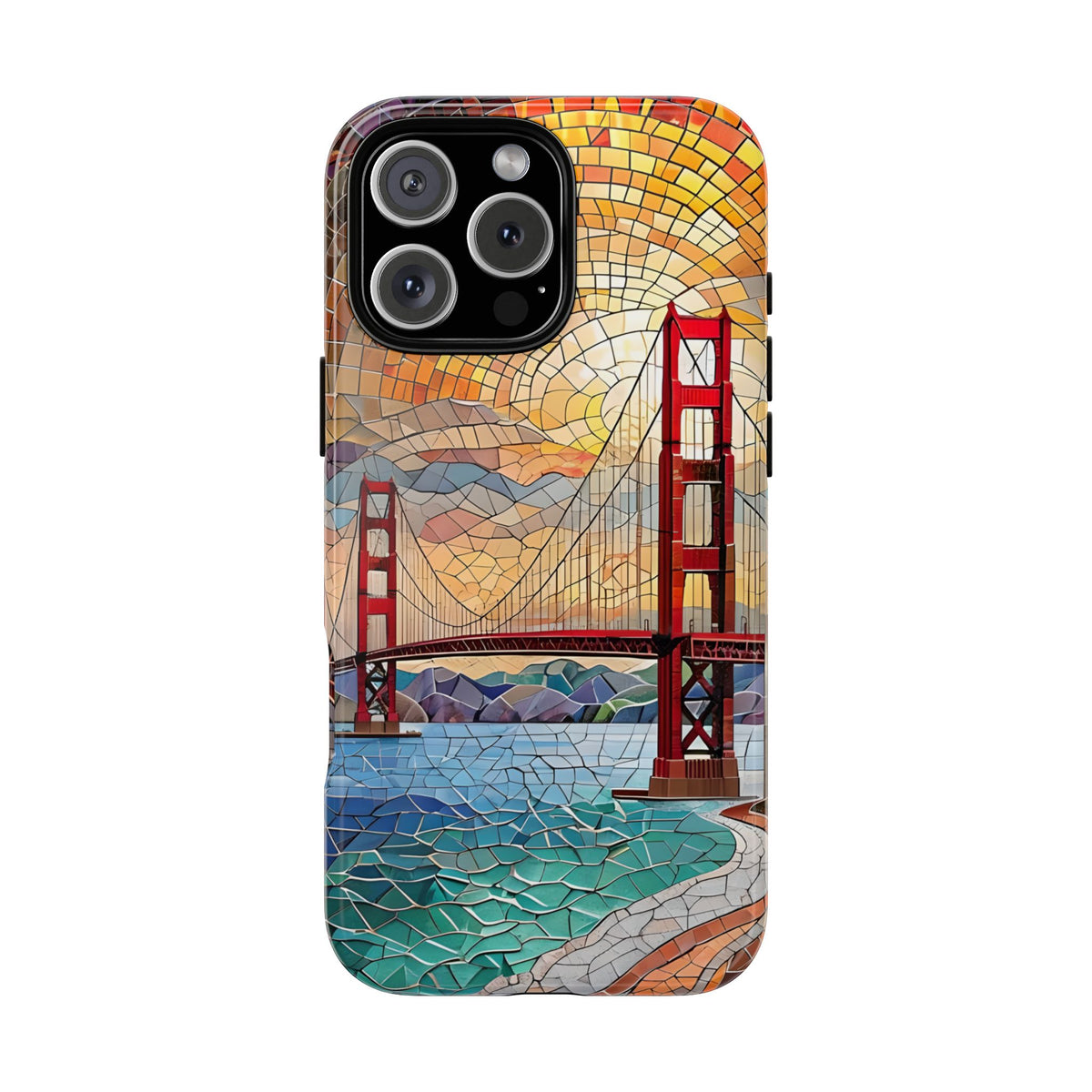 Cityscape Tough Phone Case, San Francisco Skyline Phone Cover, Sunset Glow Design Compatible with iPhone, Galaxy & Google