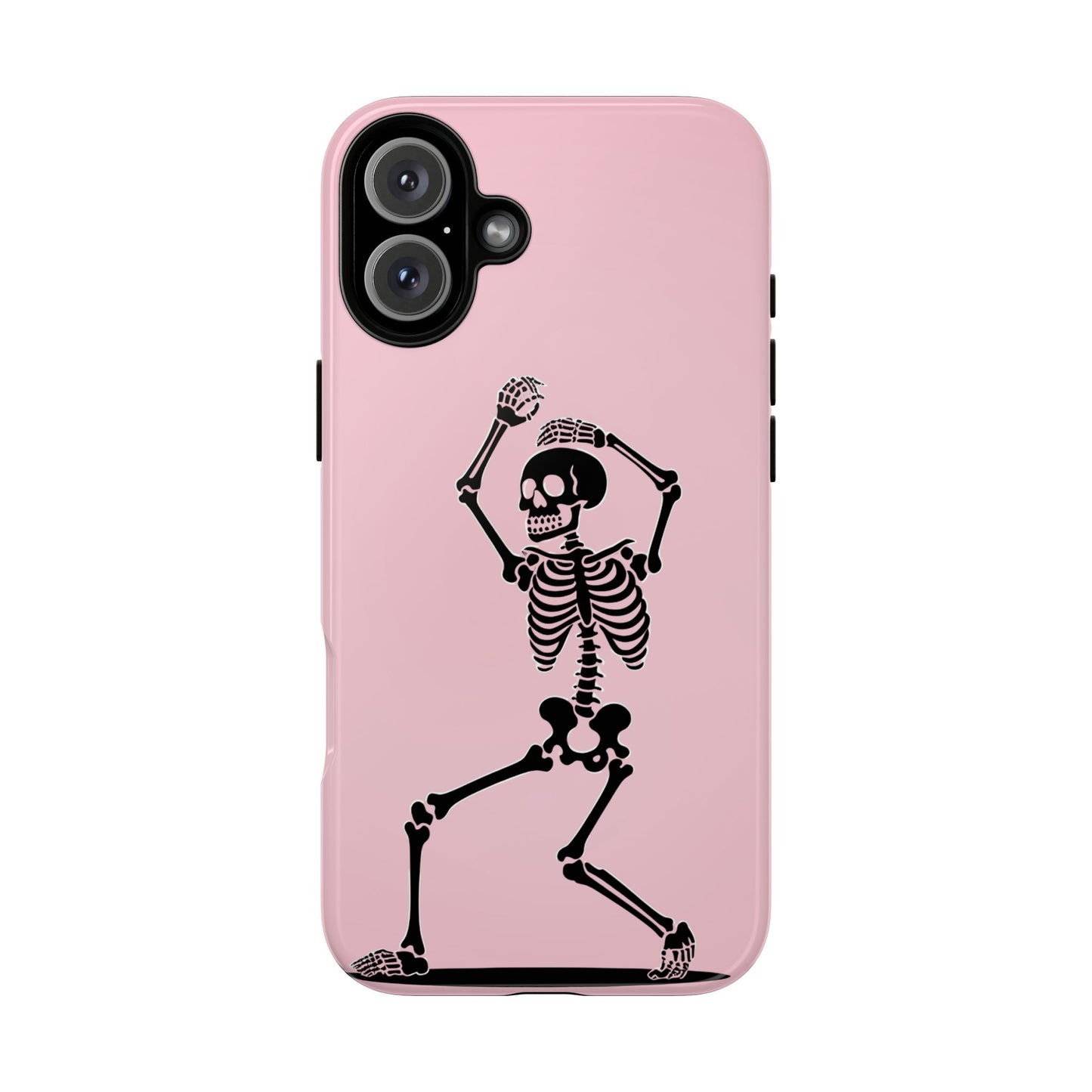 Dancing Skeleton Tough Phone Case - Coquette Halloween Aesthetic, Creepy Cute Pink Style, Compatible with iPhone, Galaxy, and Google Phones