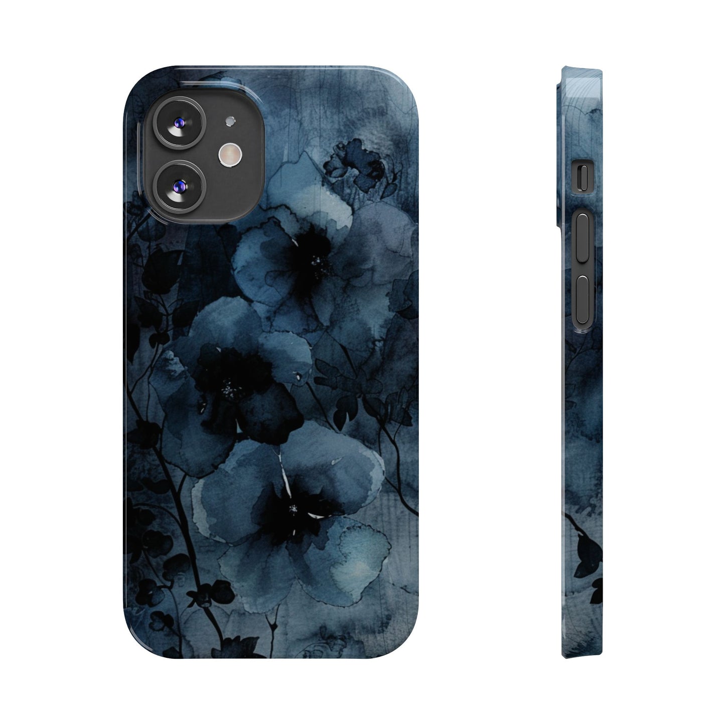 Elegant Floral Slim Phone Cases | Trendy Phone Cover, Blue Flower Design, Gift for Her, Stylish Mobile Case, Floral Accessories
