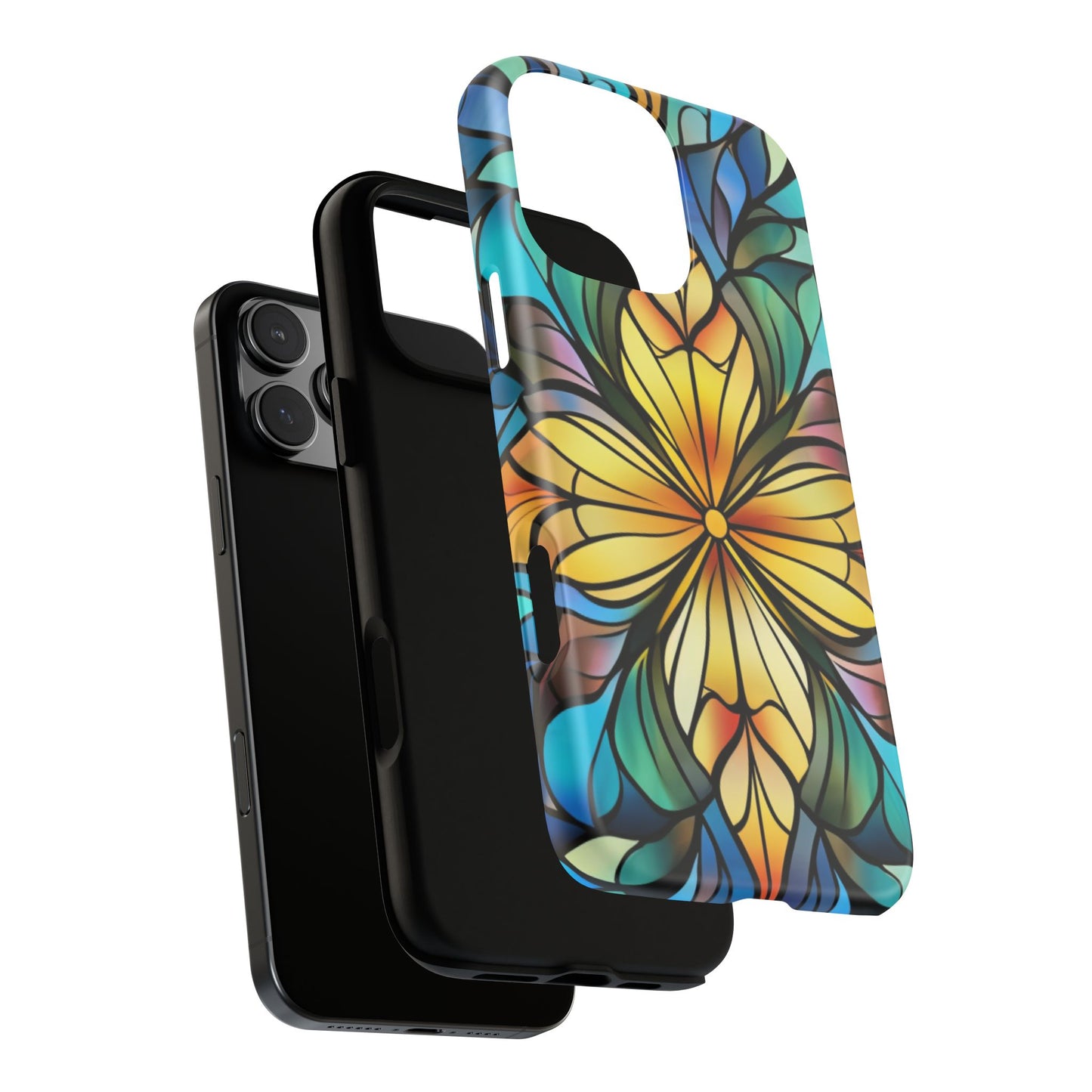 Stained Glass Sunshine Floral Phone Case, Tough Protective Gift for Women - fits iPhone 16 Pro Max Plus 15 14 13 12 11 X Samsung, Pixel