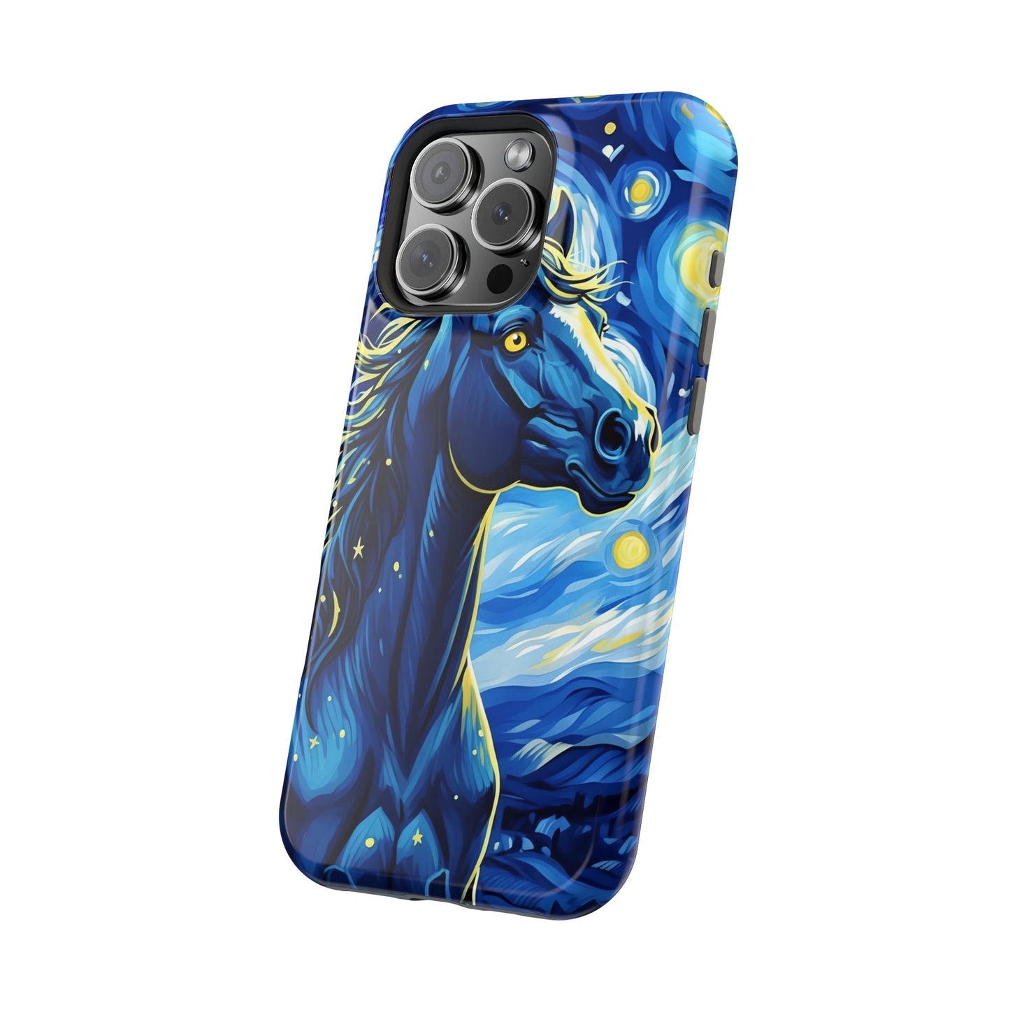Year of the Horse Magnetic Phone Case Chinese Zodiac Blue Horse Art Design Compatible with iPhone 17 16 15 14 13