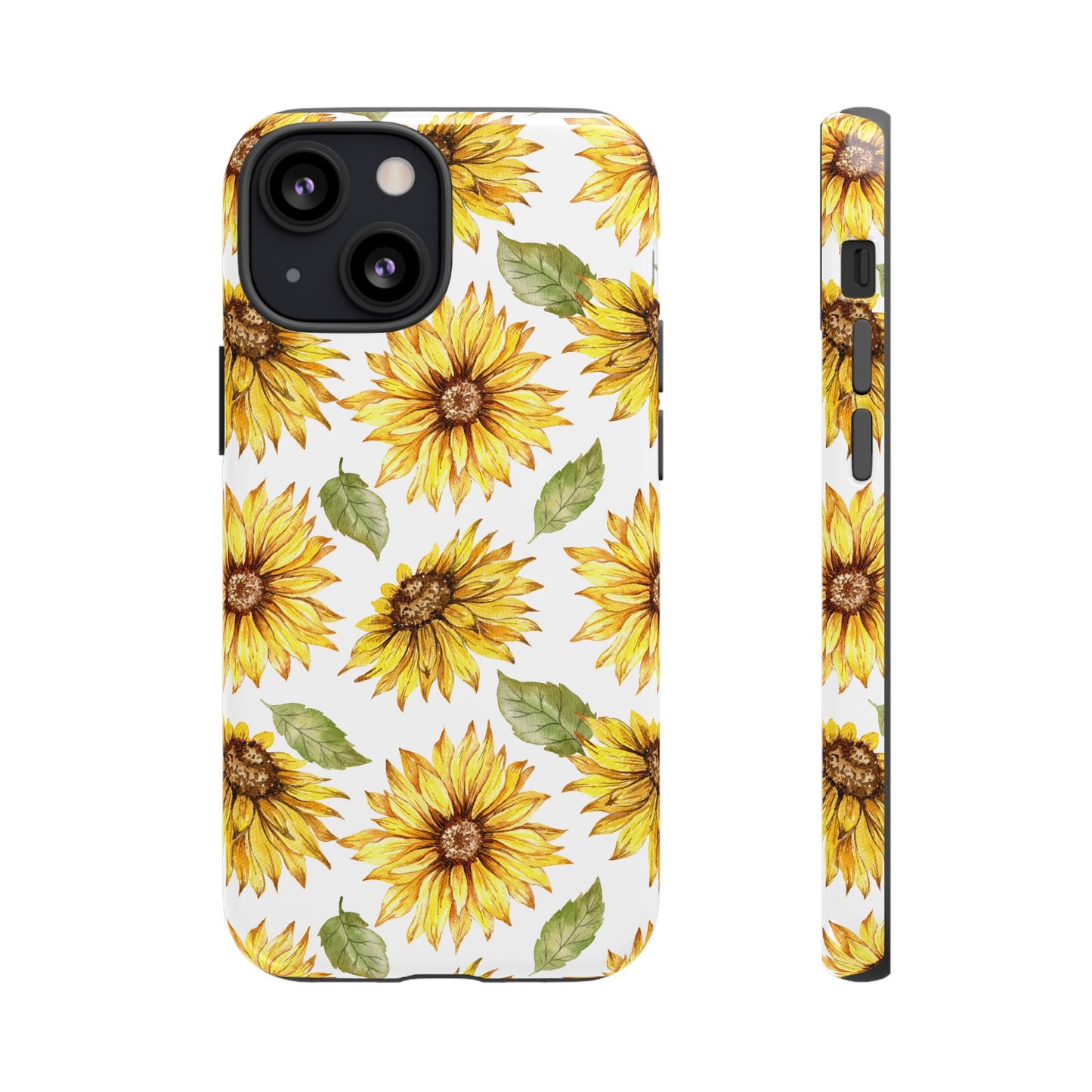 Sunflower Floral Tough Phone Case - Watercolor Botanical Print, Bright Nature Aesthetic, Compatible with iPhone, Galaxy, and Google Phones