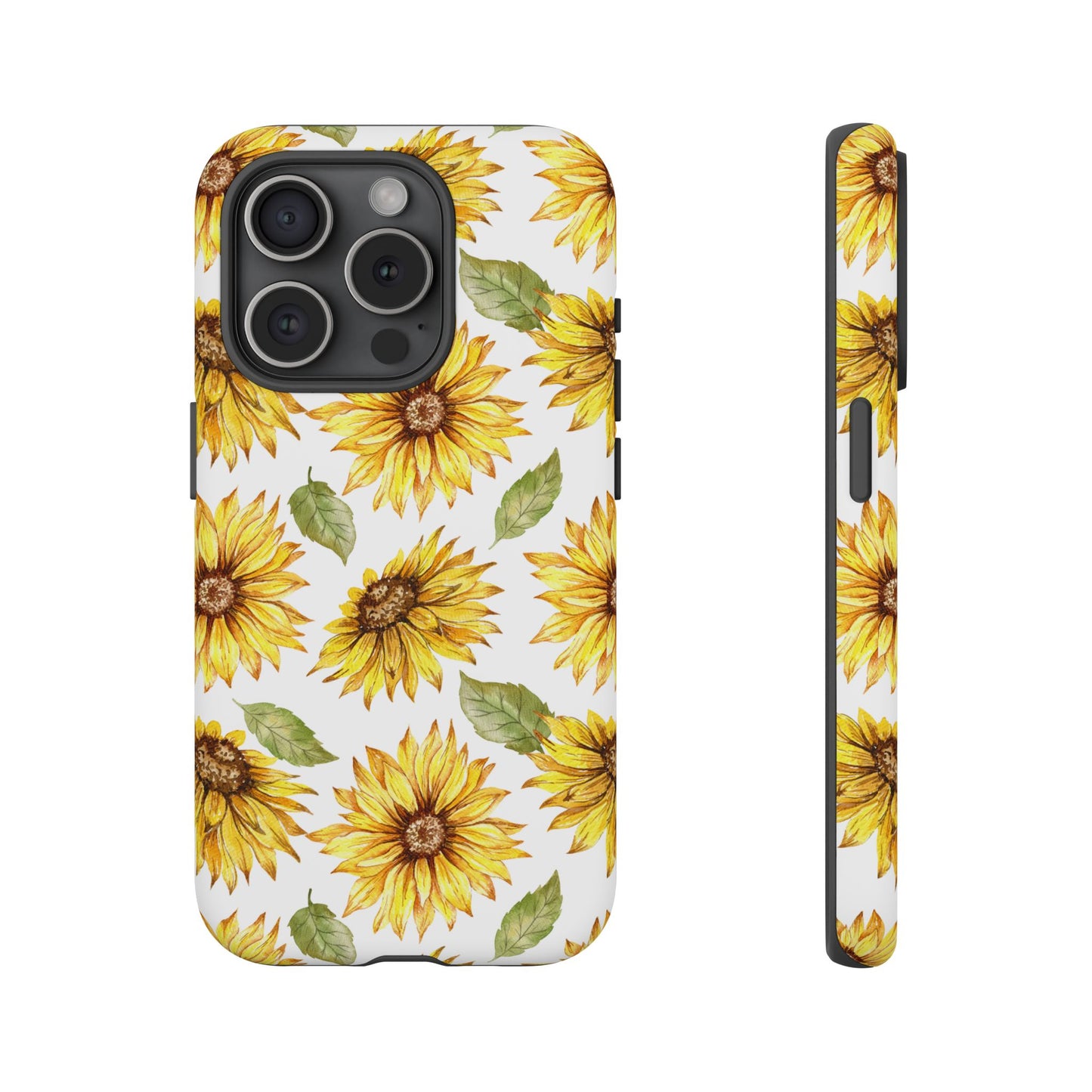 Sunflower Floral Tough Phone Case - Watercolor Botanical Print, Bright Nature Aesthetic, Compatible with iPhone, Galaxy, and Google Phones