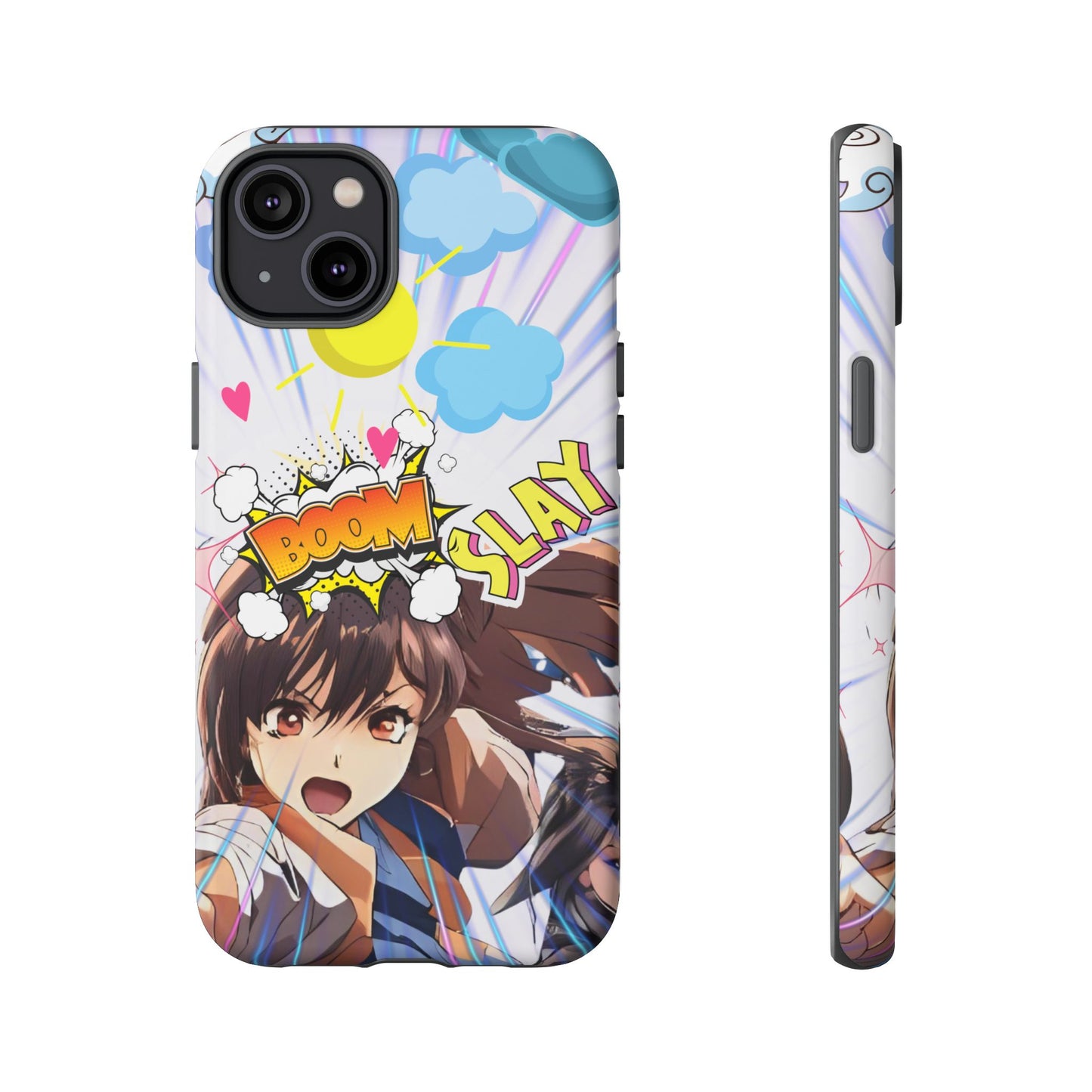 Anime Warrior Girl Tough Phone Case, Japanese Action Anime Aesthetic, Bold Heroine Design, Compatible with iPhone, Galaxy, and Google Phones