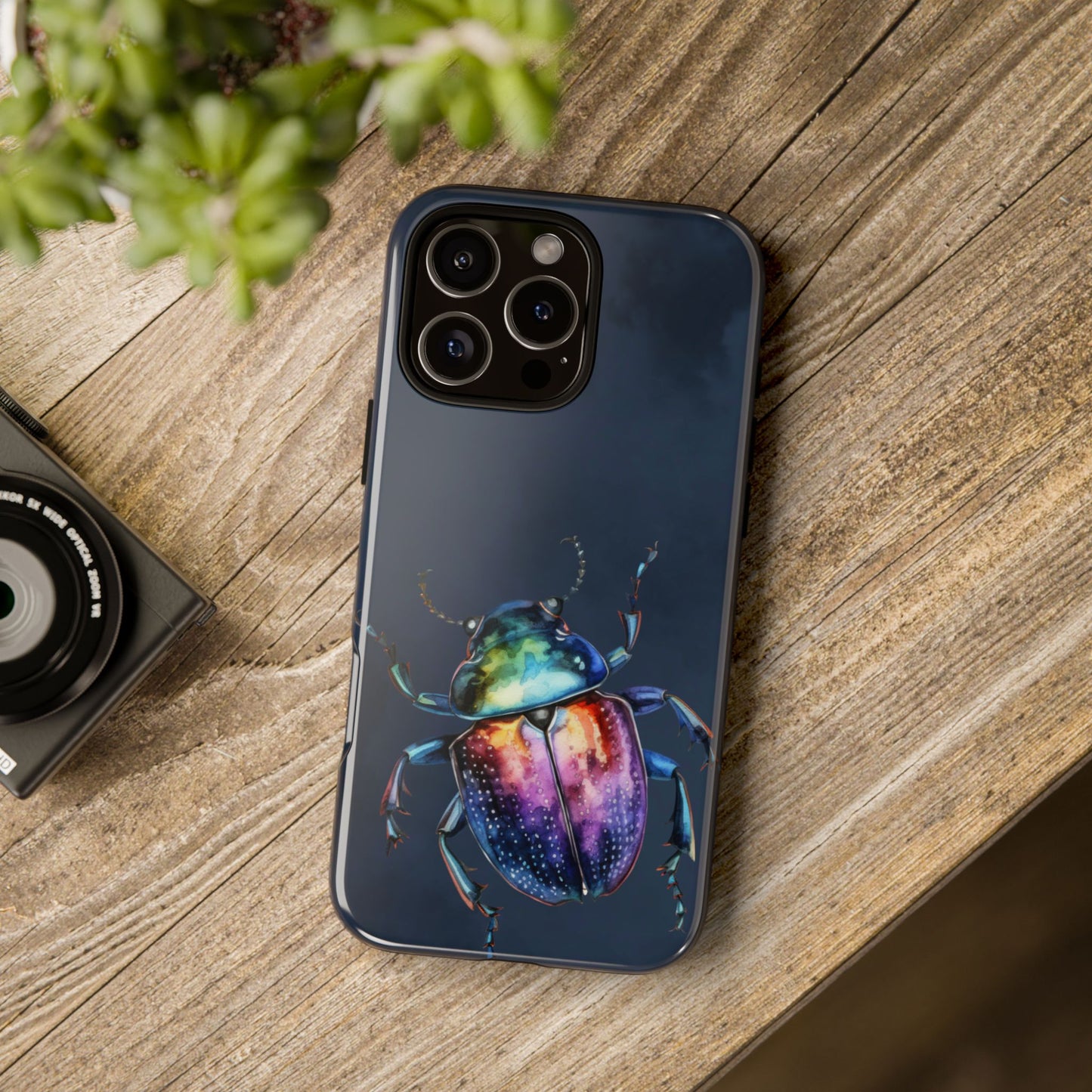 Iridescent Beetle Tough Phone Case - Insect Art Design, Nature-Inspired Pattern, Compatible with iPhone, Galaxy, and Google Phones