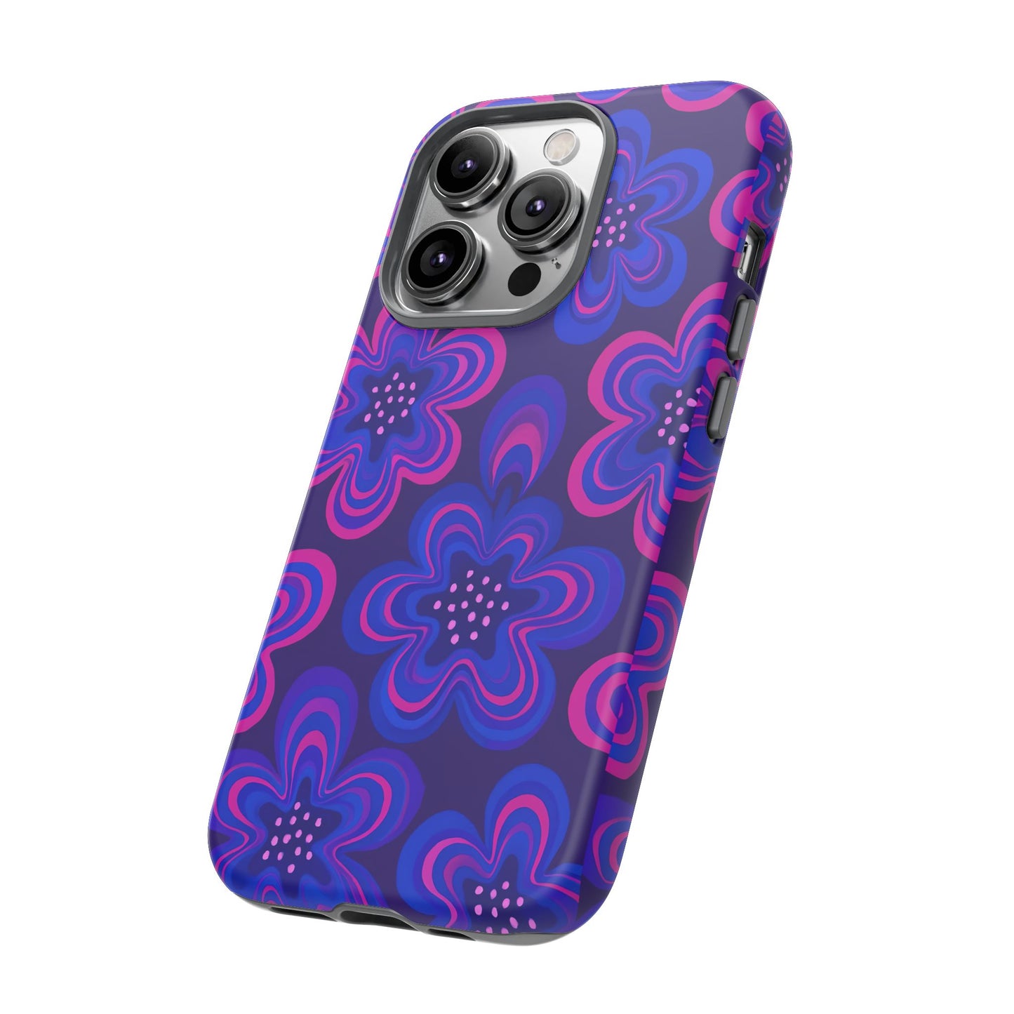 Retro Swirl Flower Tough Phone Case - Groovy Psychedelic Floral Pattern, Funky Vintage Aesthetic, Compatible with iPhone, Galaxy, and Google