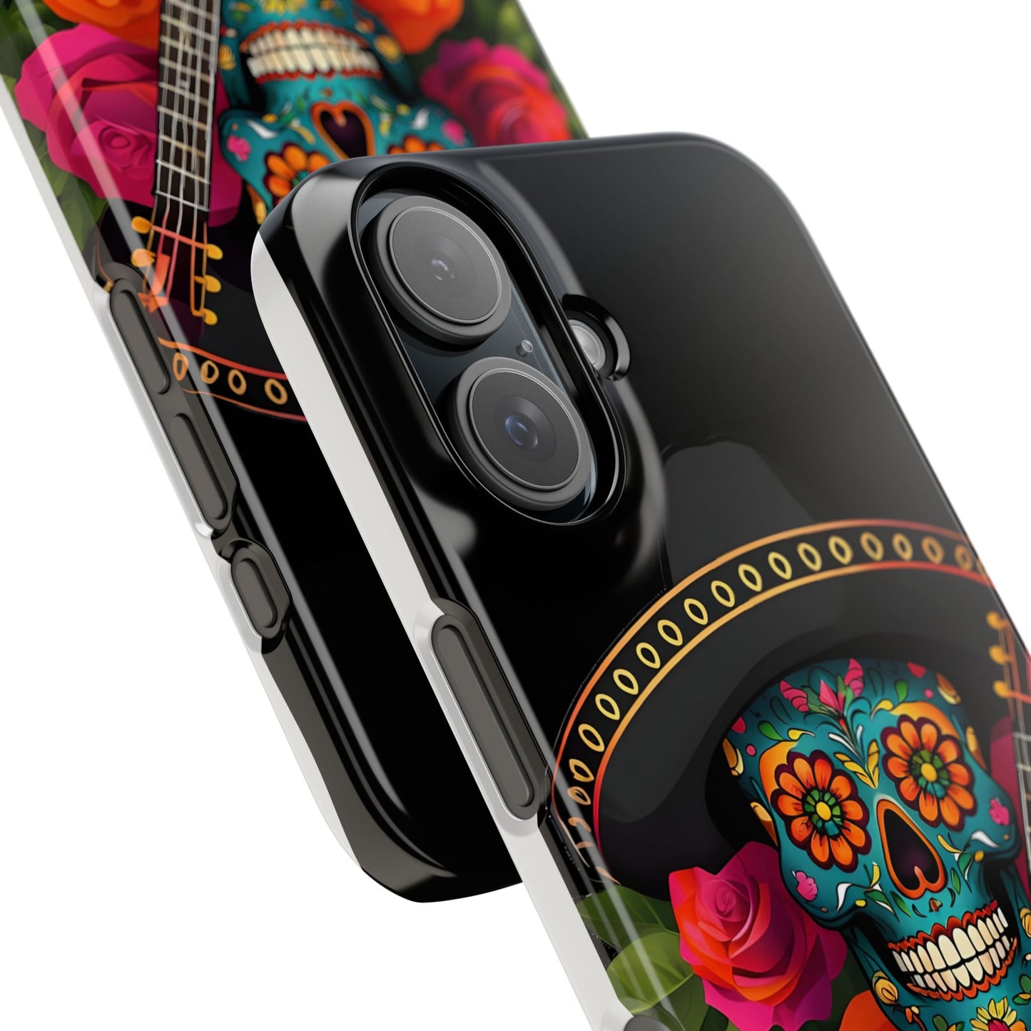 Mariachi Skull Slim Phone Case, Colorful Folk Aesthetic, Halloween Floral Skull Design, Gift for Mexican Culture Lovers