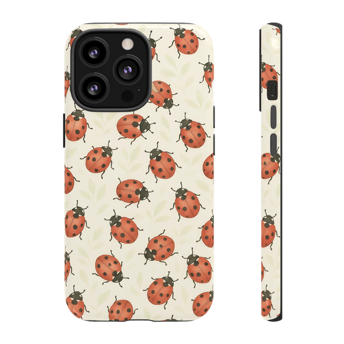 Ladybug Tough Phone Case - Cute Insect Aesthetic, Nature-Inspired Pattern Art, Compatible with iPhone, Galaxy, and Google Phones