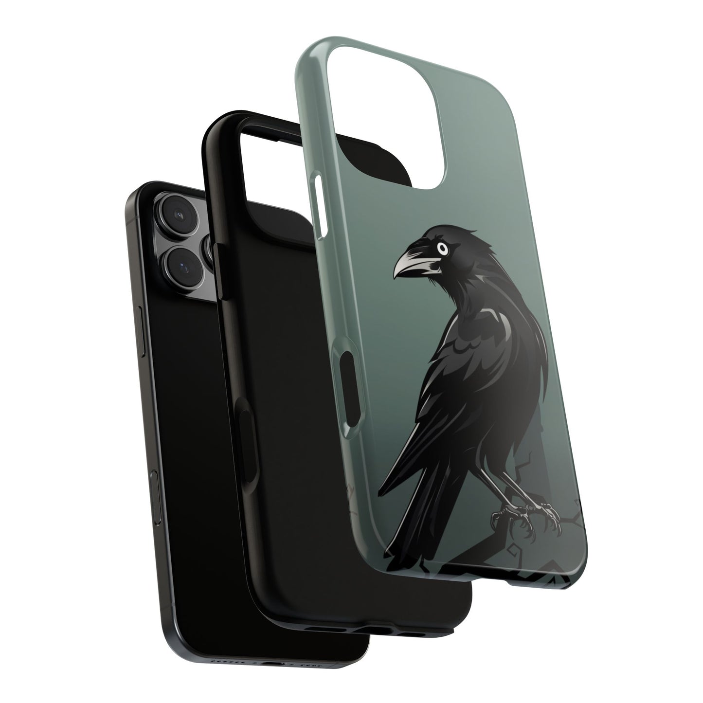 Black Raven Tough Phone Case - Gothic Halloween Aesthetic, Spooky Birdcore Design, Compatible with iPhone, Galaxy, and Google Phones