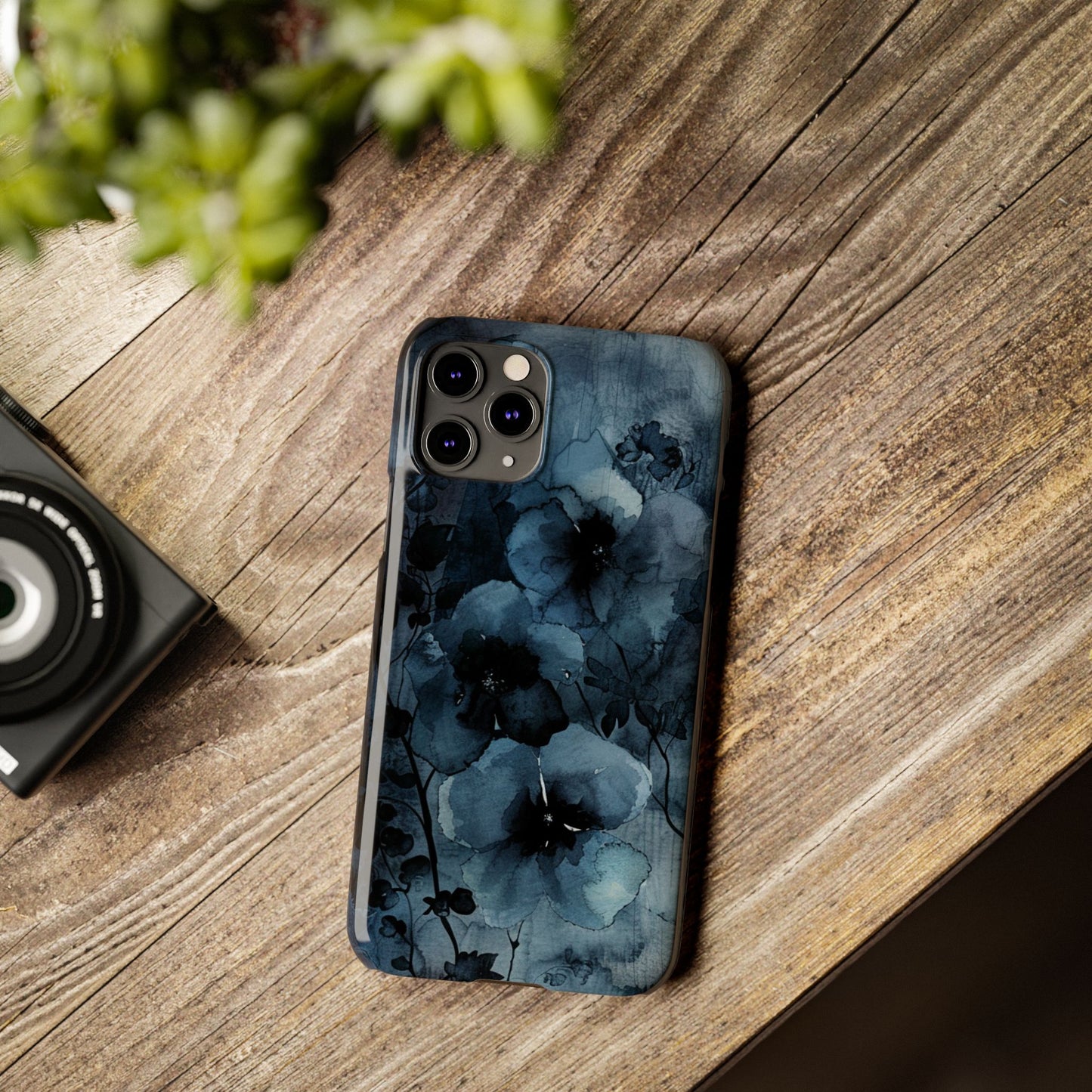 Elegant Floral Slim Phone Cases | Trendy Phone Cover, Blue Flower Design, Gift for Her, Stylish Mobile Case, Floral Accessories