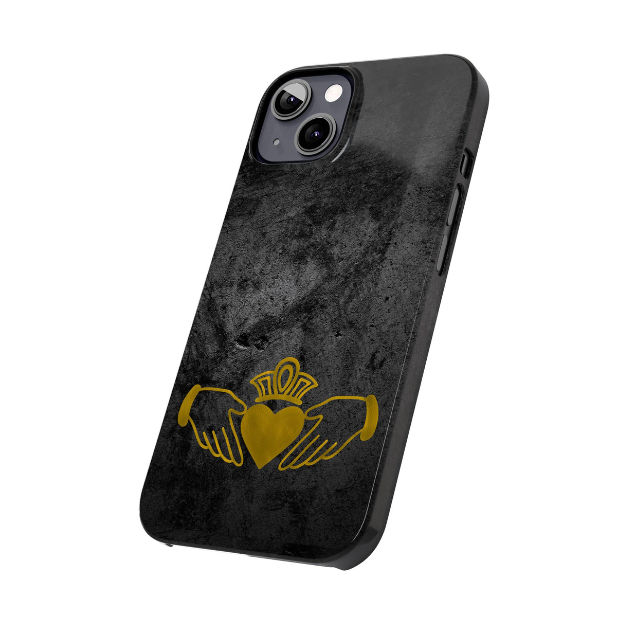 Claddagh Slim Phone Case Irish Symbol Ring Black Gold Design Love Loyalty Friendship Compatible with iPhone 17 16 15 14 13 12 11